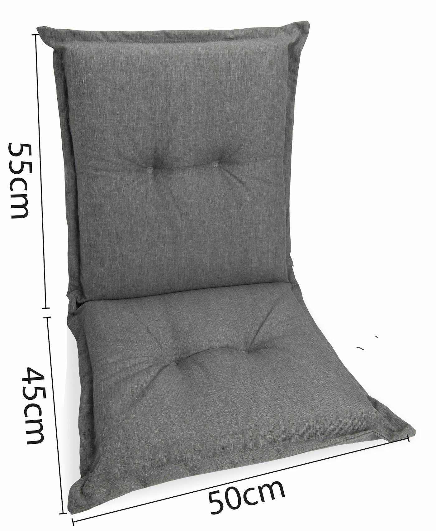 sunnypillow Stuhlkissen 1 Stück Gartenstuhlauflage Niedriglehner 100 x 50 x 9 cm, UV-Lichtecht Stuhlauflage Stuhlkissen, Grau