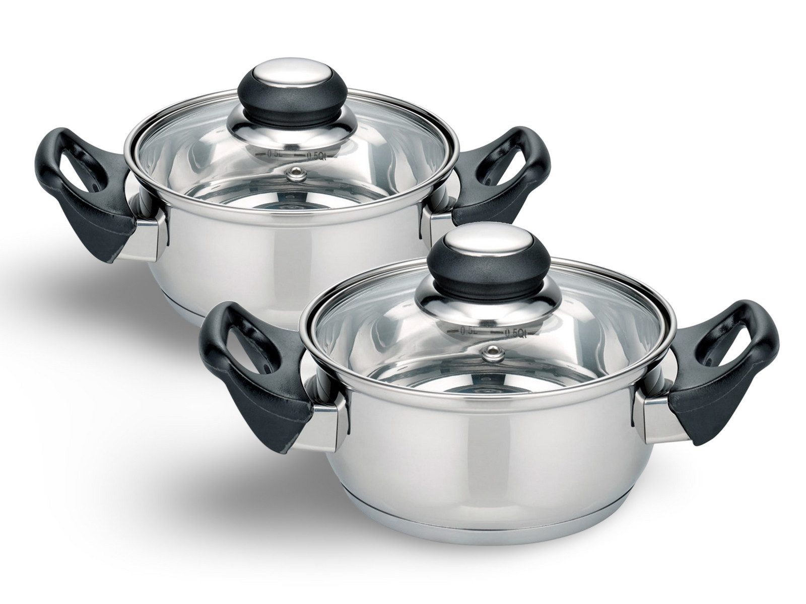 BURI Topf-Set 2x Edelstahl Kochtopf "Turin" 14cm kleine Kochtöpfe Töpfe Topf Set, Edelstahl