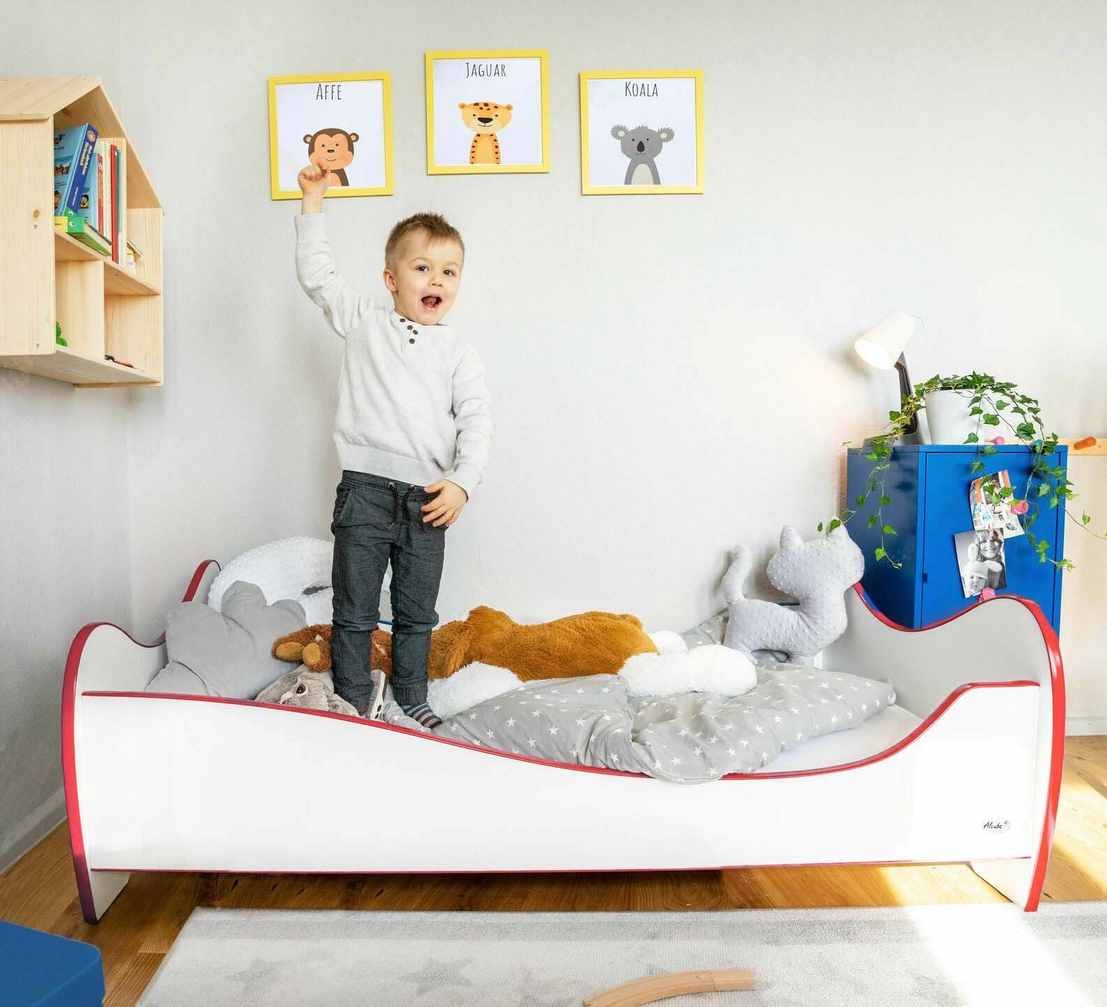 Alcube Kinderbett Juniorbett 80x160 Cm Jugendbett Mit Rausfallschutz Inkl Matratze Und Lattenrost Online Kaufen Otto