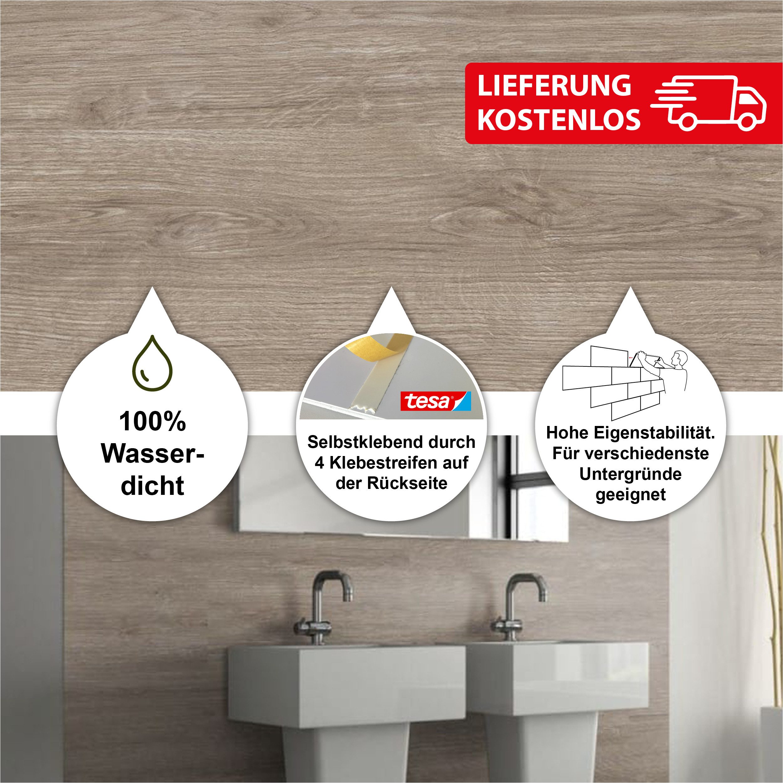 BARIDECOR Wandpaneel wasserfeste Wandfliese selbstklebend, BxL: günstig online kaufen