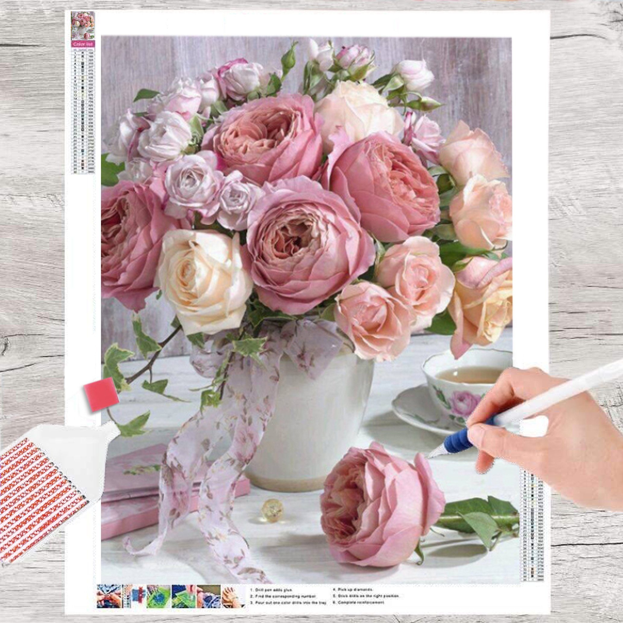 Kreativset GOLDEN Diamond Painting zubehör bilder Weihnachten (Tisch und Vase)