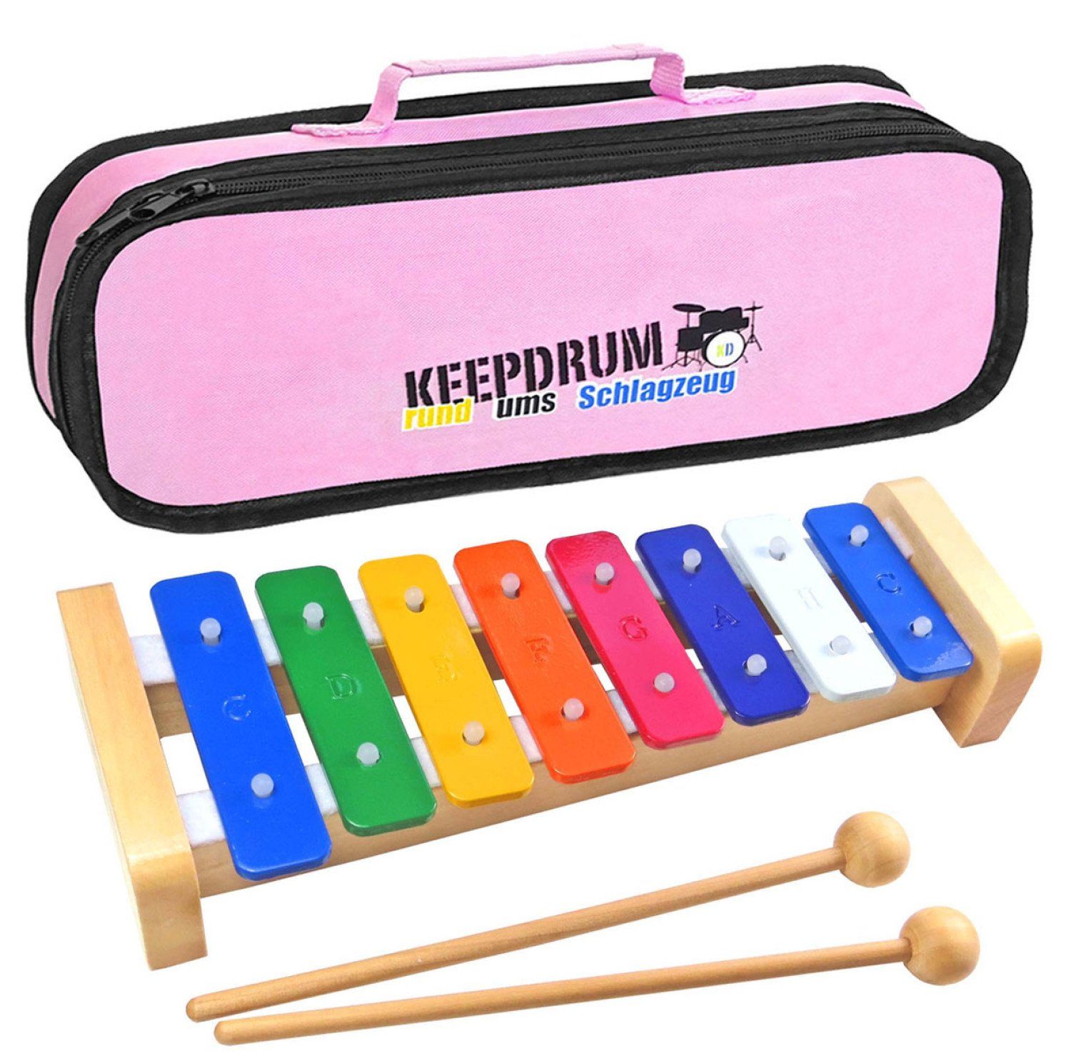 keepdrum Glockenspiel KGS2 Glockenspiel für Kinder mit Tasche Pink