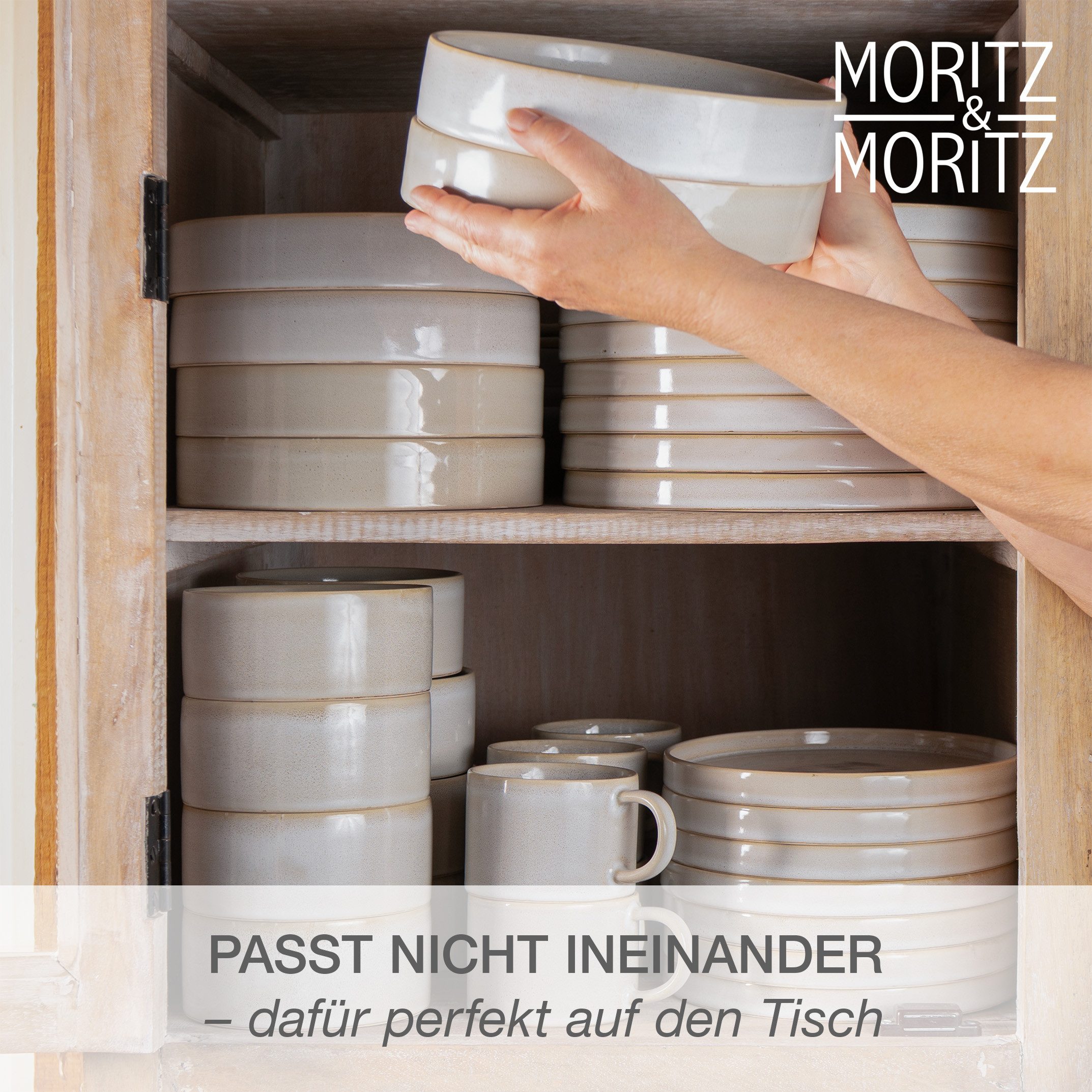 Moritz & Moritz Kombiservice CASTELLO Geschirrset 20 tlg. Komplett-Set für 4 Personen (20-tlg), 4 Personen, Steinzeug, Robustes Kombigeschirr für 4 Personen – Bild 4 von 5