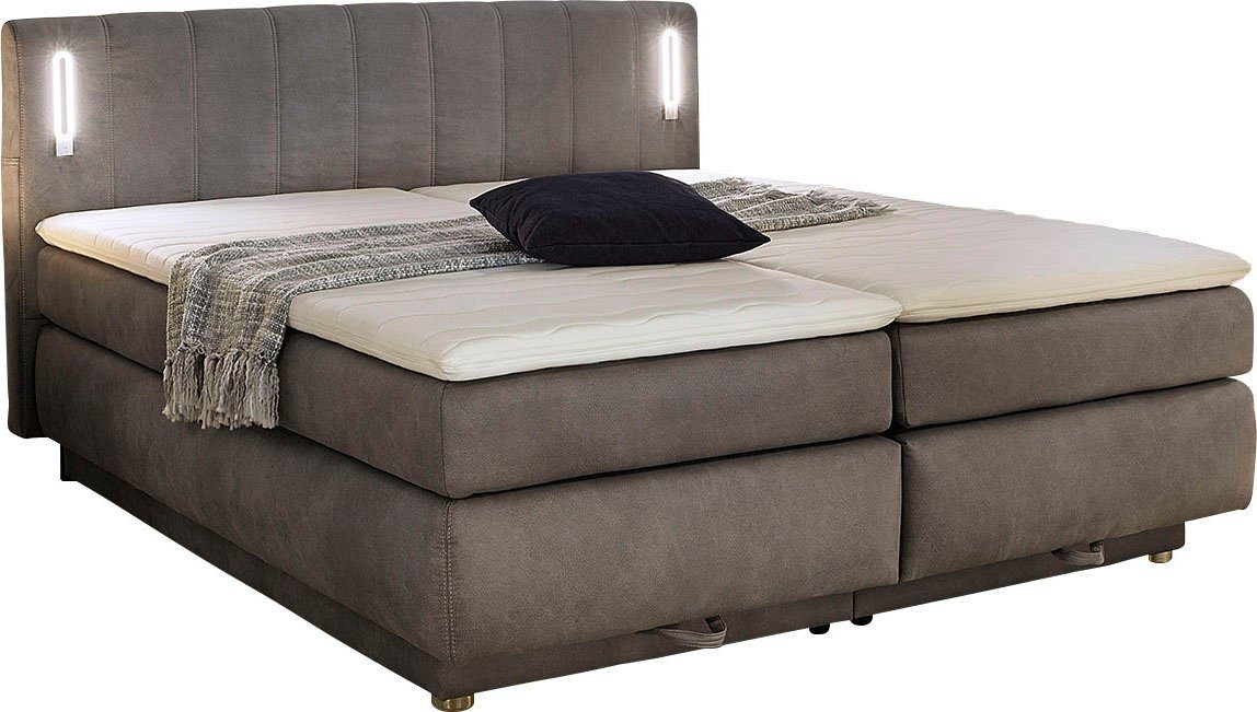 Jockenhöfer Gruppe Boxspringbett Kati erhältlich in der Größe 180x200cm, mit Topper, Bettkasten und höhenvariablen Kopfteil (96 cm - 108 cm)