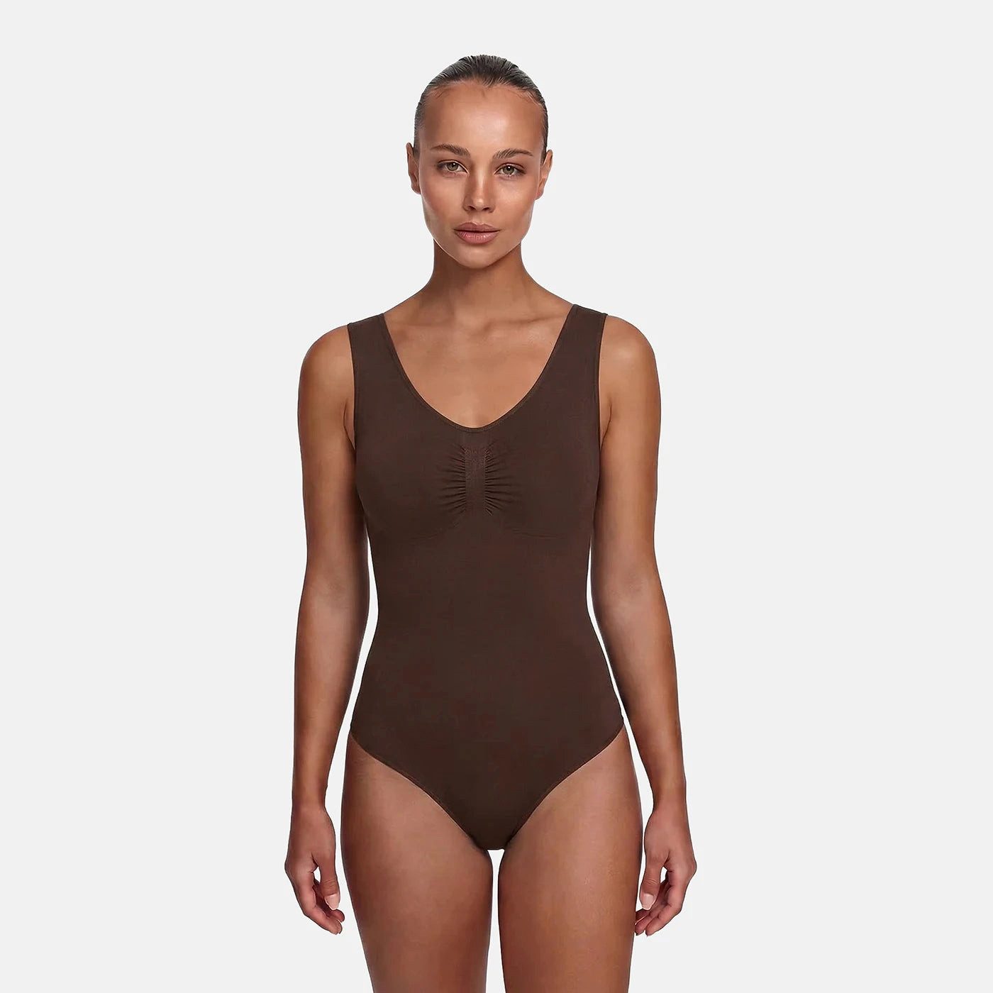 cfab Shaping-Body Tank Bodysuit Sculpting Shapewear mit Slip-Braun-3XL (1-tlg)