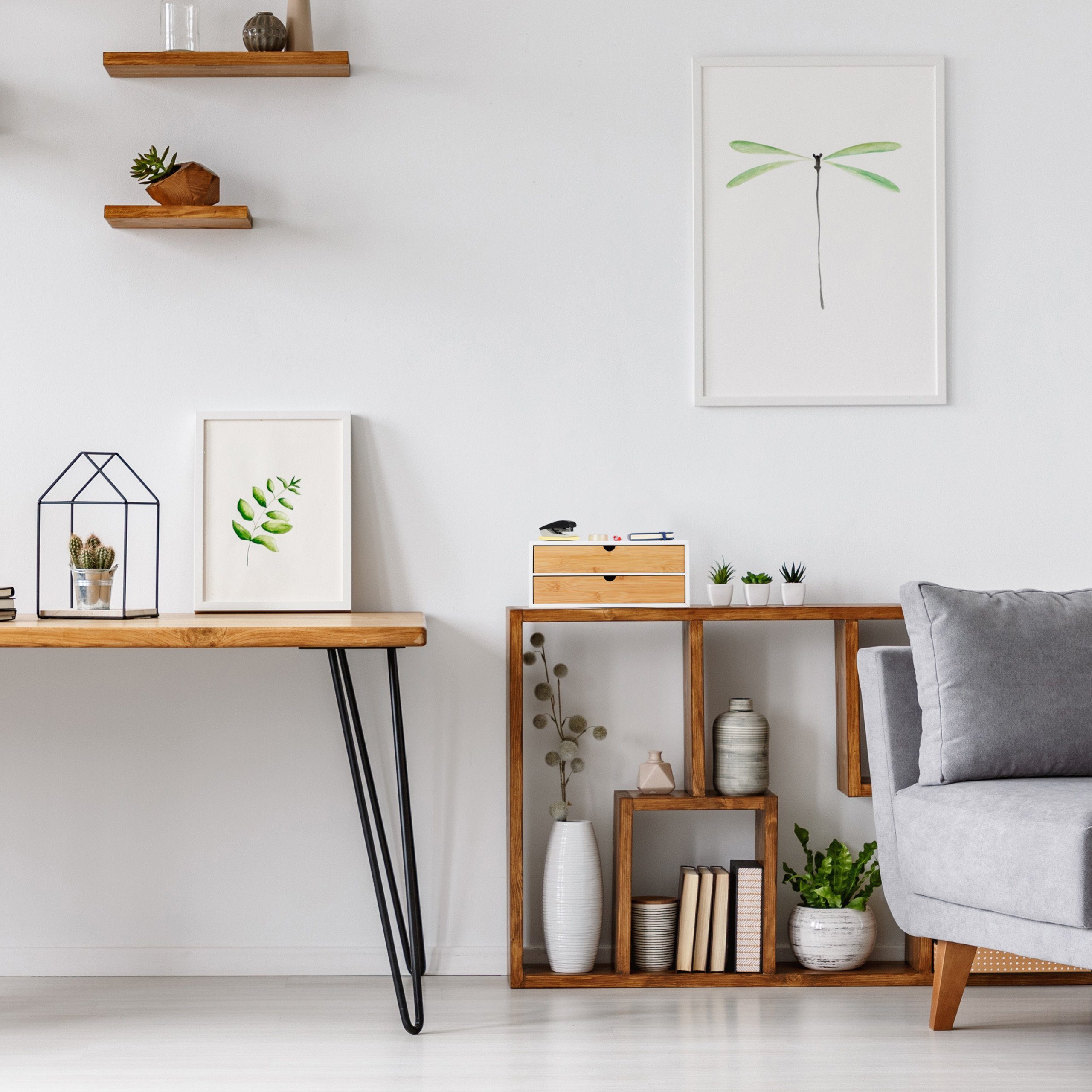 relaxdays Organizer Schubladenbox Bambus & MDF 2 Fächer