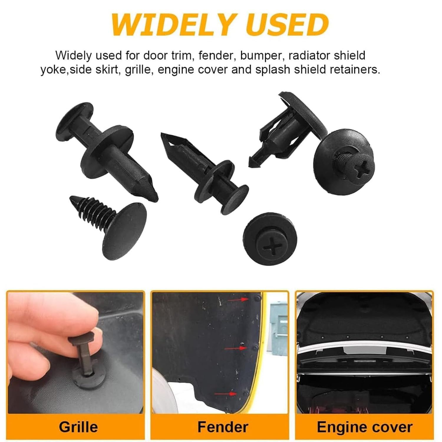 FELIXLEO Leisten-Befestigungsclips Kfz Befestigungsclips Karosserie Spreiznieten Universal, (190-St)