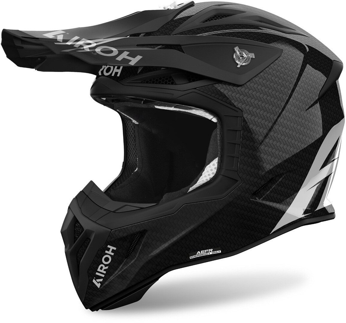 Airoh Motocrosshelm Aviator Ace 2 Carbon Motocross Helm, vorbereitet für Kommunikationssystem,Notfallsystem-Polsterung (EQ