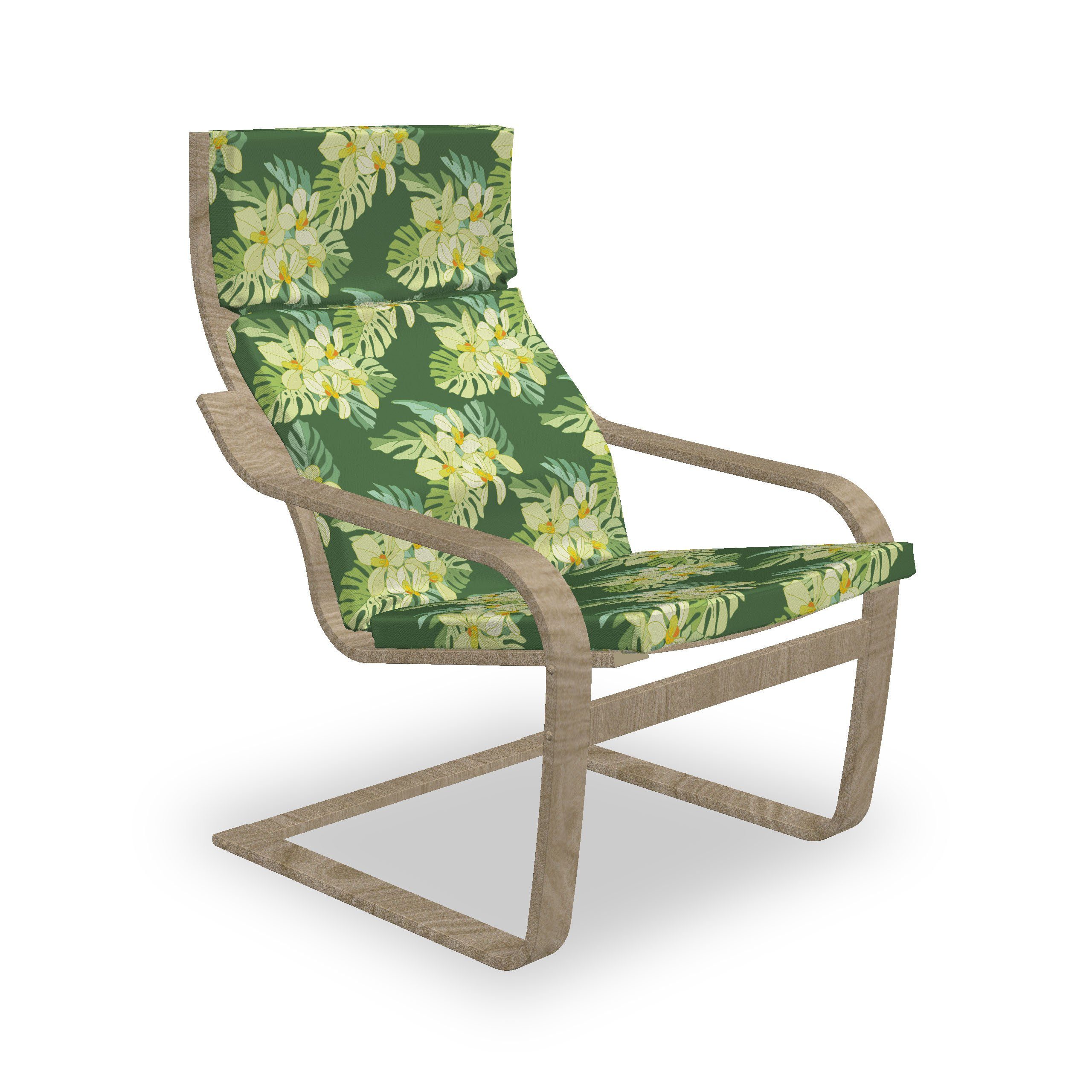 Abakuhaus Stuhlkissen Sitzkissen mit Stuhlkissen mit Hakenschlaufe und Reißverschluss, Tropisch Exotische Blumen und Blätter