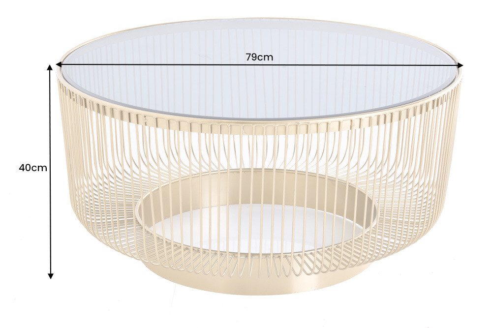 riess-ambiente Couchtisch VARIATION Ø80cm gold / schwarz (Einzelartikel, 1-St), Wohnzimmer · Schwarzglas · Metall -Gestell · rund · handmade · Design