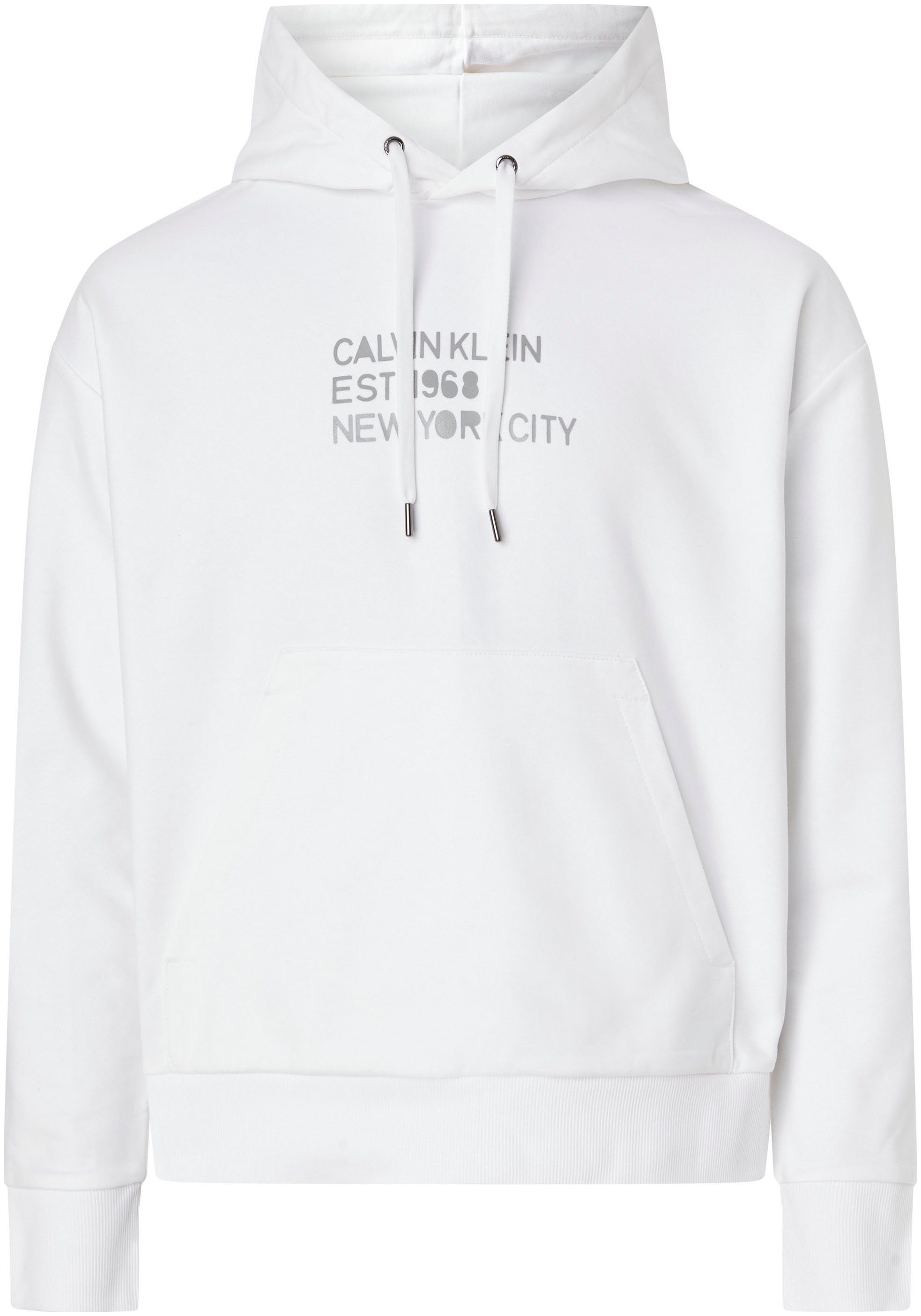 Calvin Klein Kapuzensweatshirt MIXED PRINT STENCIL LOGO HOODIE Bright White