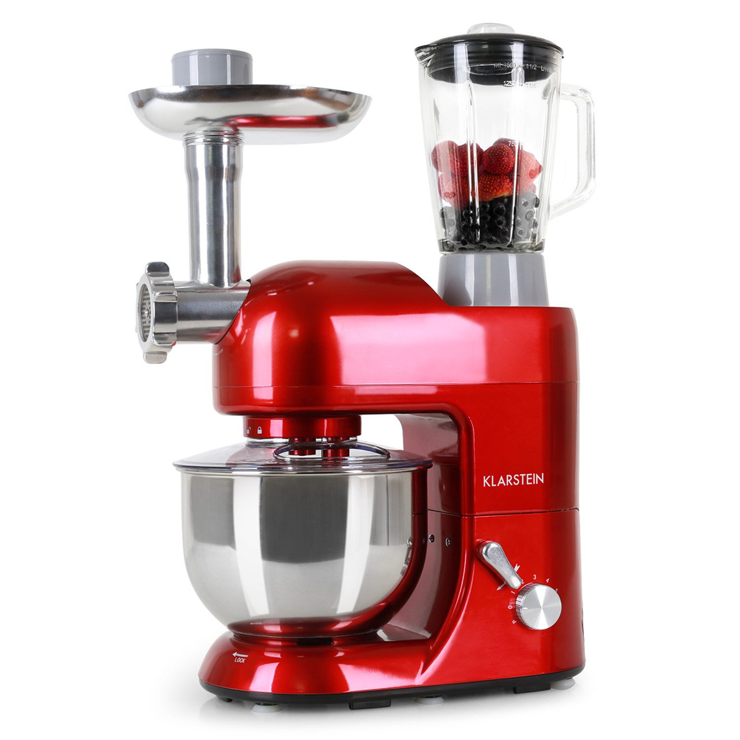 Klarstein Küchenmaschine mit Kochfunktion, 1800 W, 5.2 l Schüssel, Knetmaschine Teigmaschine Teigknetmaschine Rührmaschine Fleischwolf