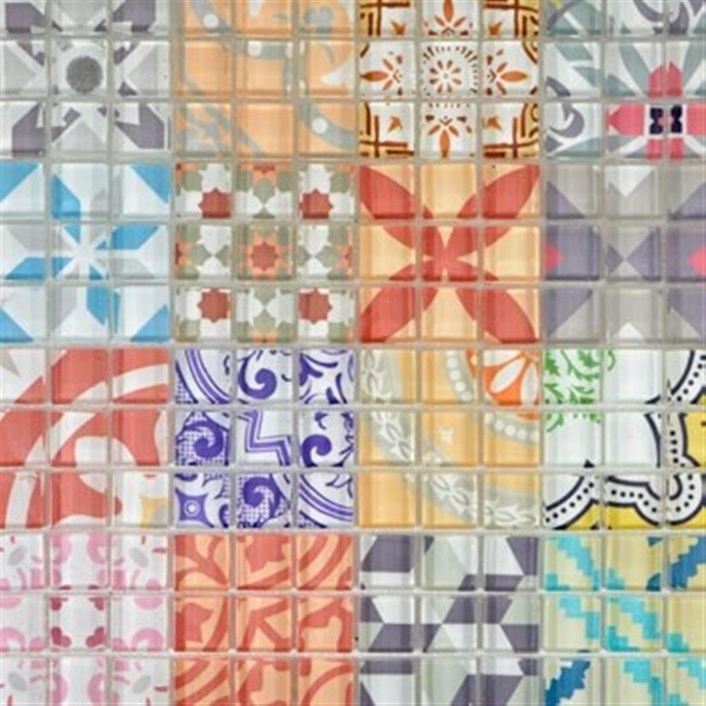 Mosani Mosaikfliesen Glasmosaik Crystal Mosaikfliesen mehrfarben glänzend / 10 Matten, Set, 10-teilig