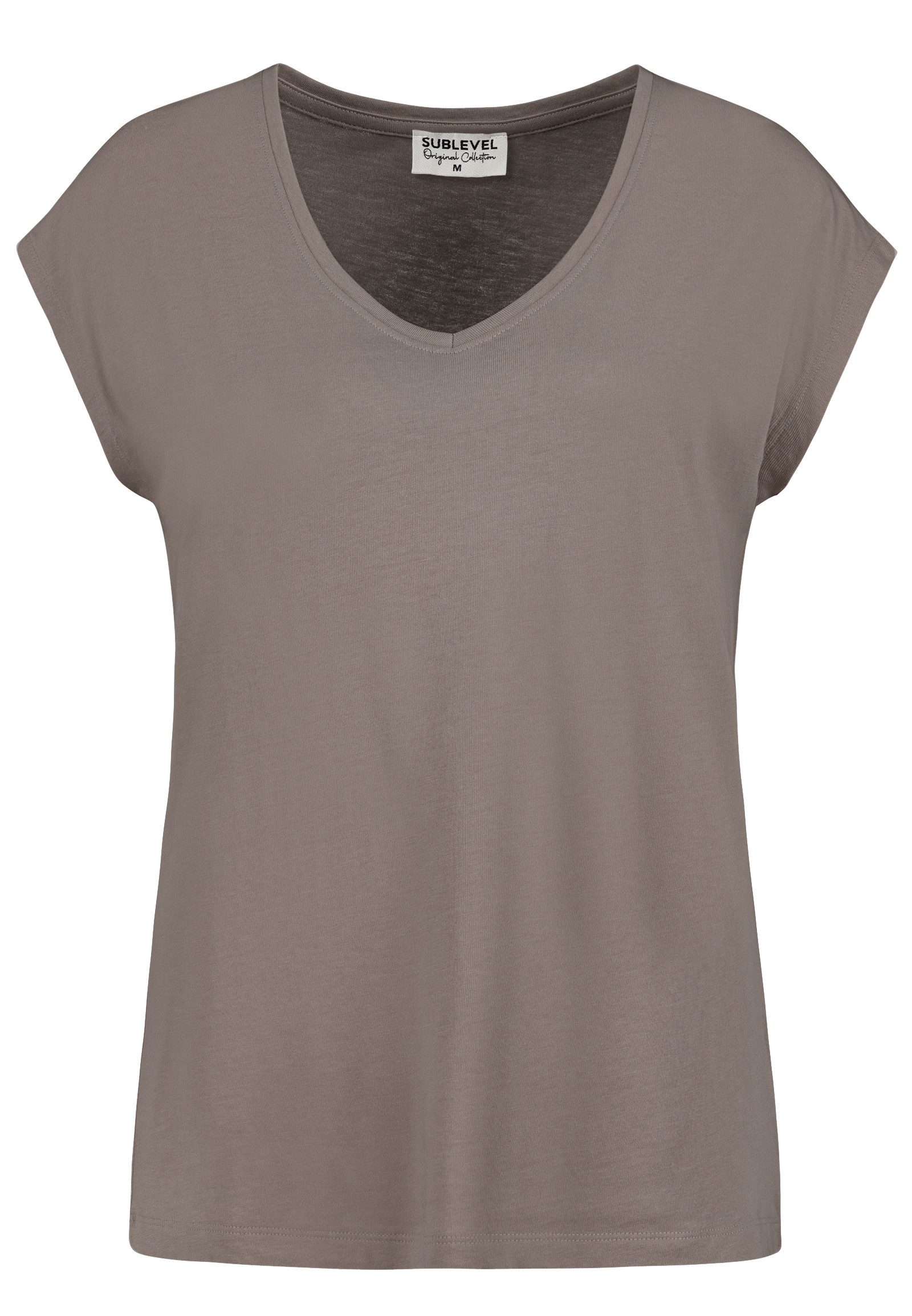 SUBLEVEL Kurzarmshirt Damen Leichtes Sommer Shirt T-Shirt V-Neck Basic-Shir günstig online kaufen