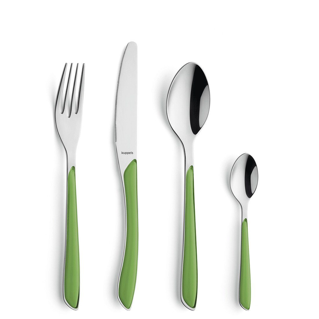 Kuppels Besteck-Set PRISMA (24-tlg), 6 Personen, Edelstahl 18/0, Kunststoff, Griff Kunststoff, springgreen glänzend
