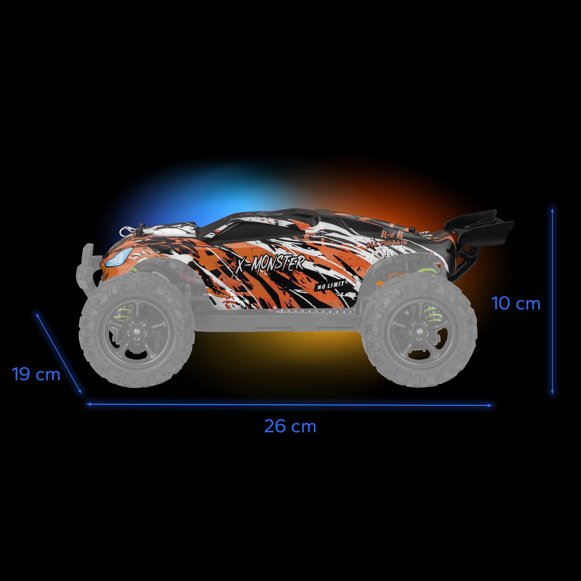 Overmax RC-Auto MONSTER 3.5 SPORT (2 Bodykits, Sport Rot und Schwarz-Grün Body Kit), 2x Akku / 40 min / 4x4 / Extra Bodykit / 3.5 Sport Rot