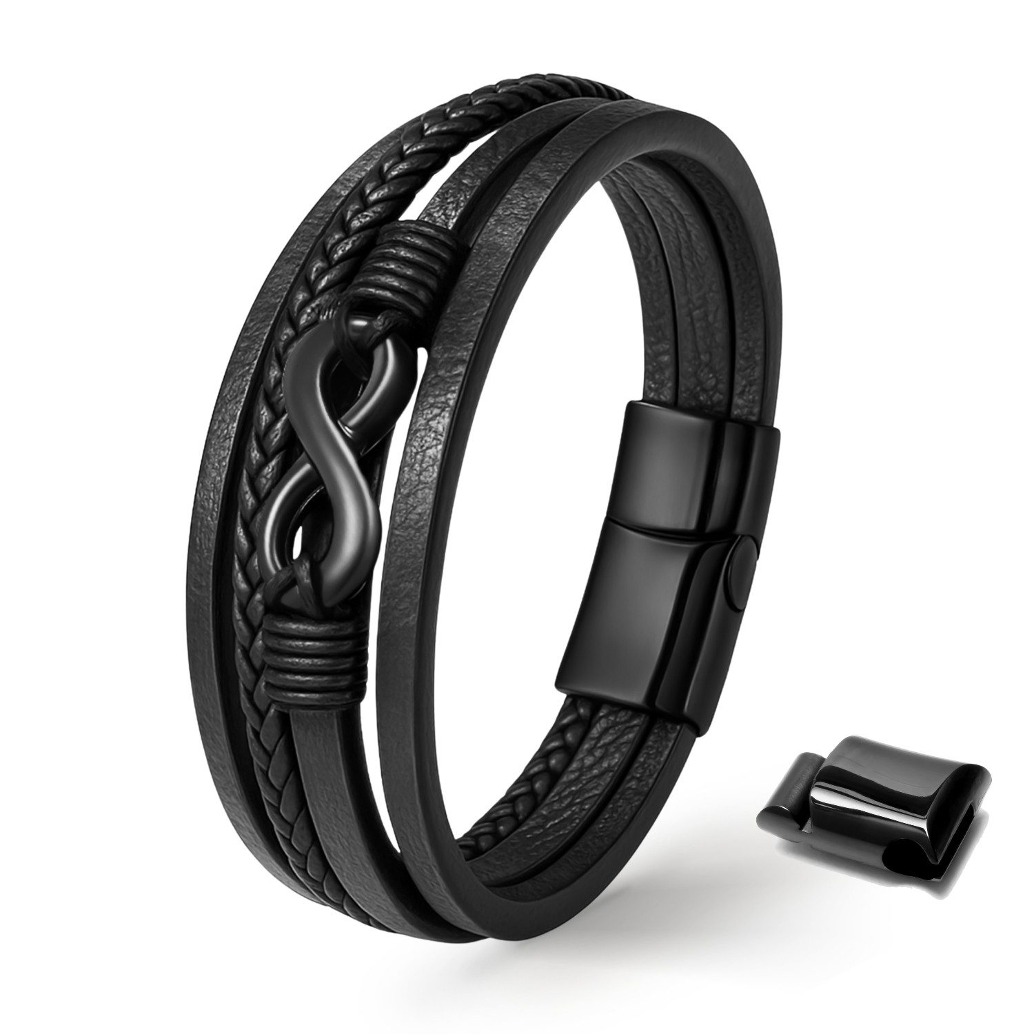 UNIQAL.de Lederarmband Schwarz mit Unendlichkeit Symbol günstig online kaufen
