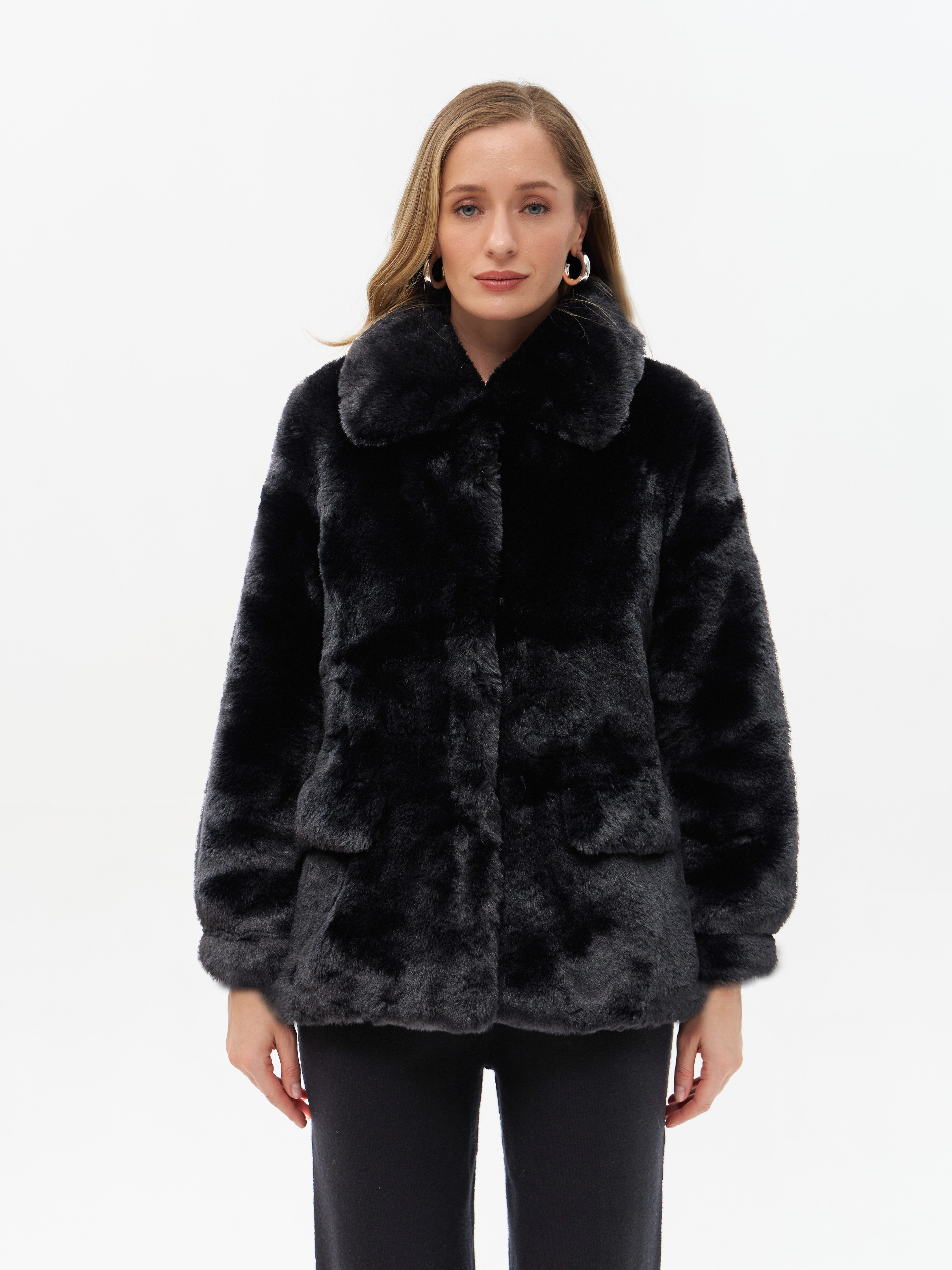 Passioni Fellimitatjacke Kunstfelljacke mit Kragen Teddyplüschjacke