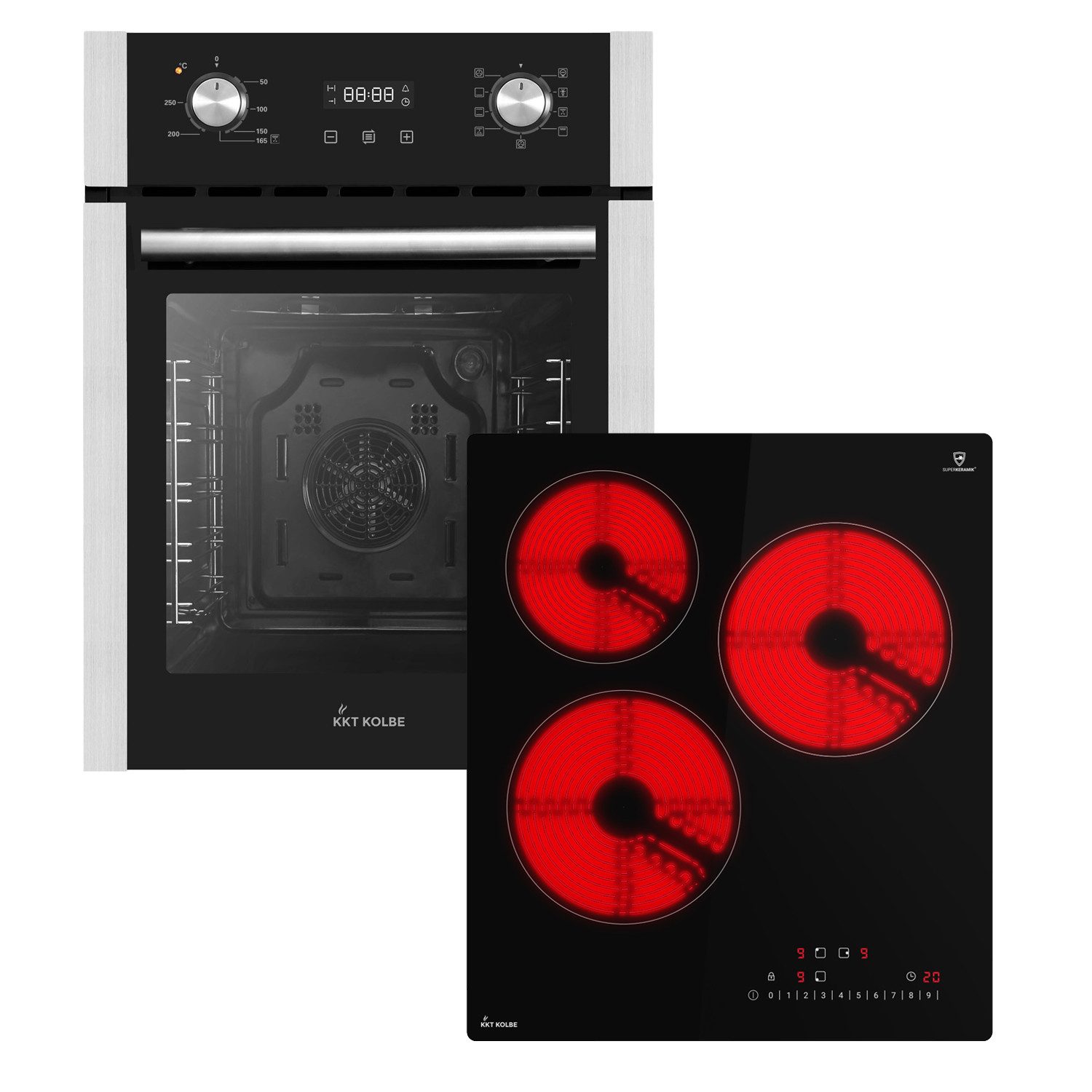 KKT KOLBE Backofen-Set Backofen und Kochfeld SET4505KF45RL, Herdset / Heißluft / Einbaubackofen / Kochmulde