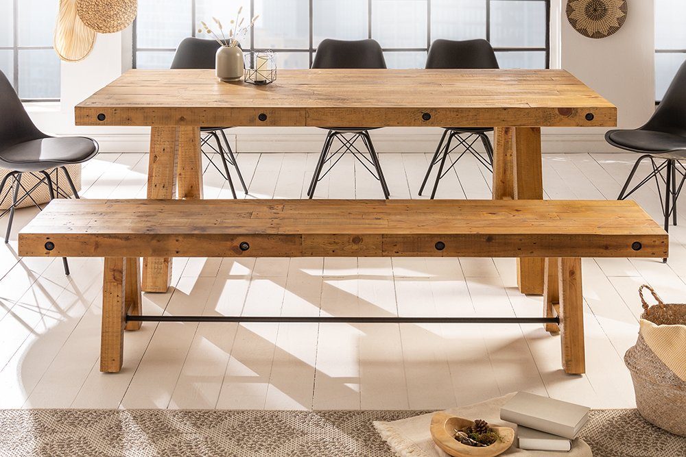 riess-ambiente Sitzbank FINCA 165cm vintage braun, Holzbank · recyceltes Massivholz · Esszimmer · Pinienholz