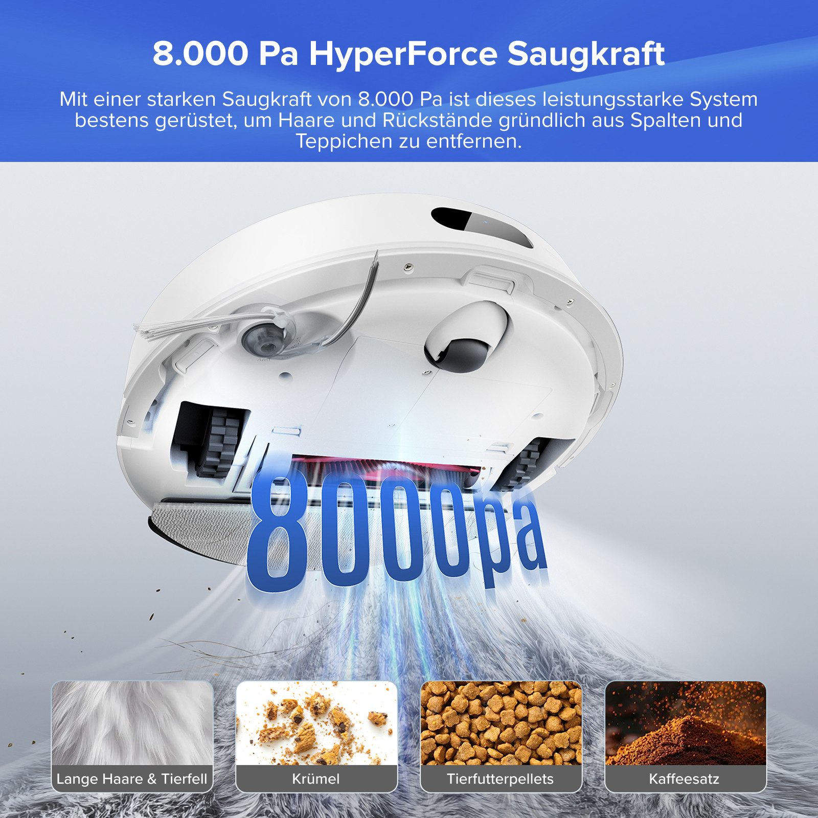Roborock Saugroboter Q7 L5 Series Saugroboter, Dual Anti-Tangle System, Einstiegsleistung, Perfekt für Haustierbesitzer, 8000 Pa,Dual Anti-Tangle System,Präzise Navigation, App-Steuerung weiß