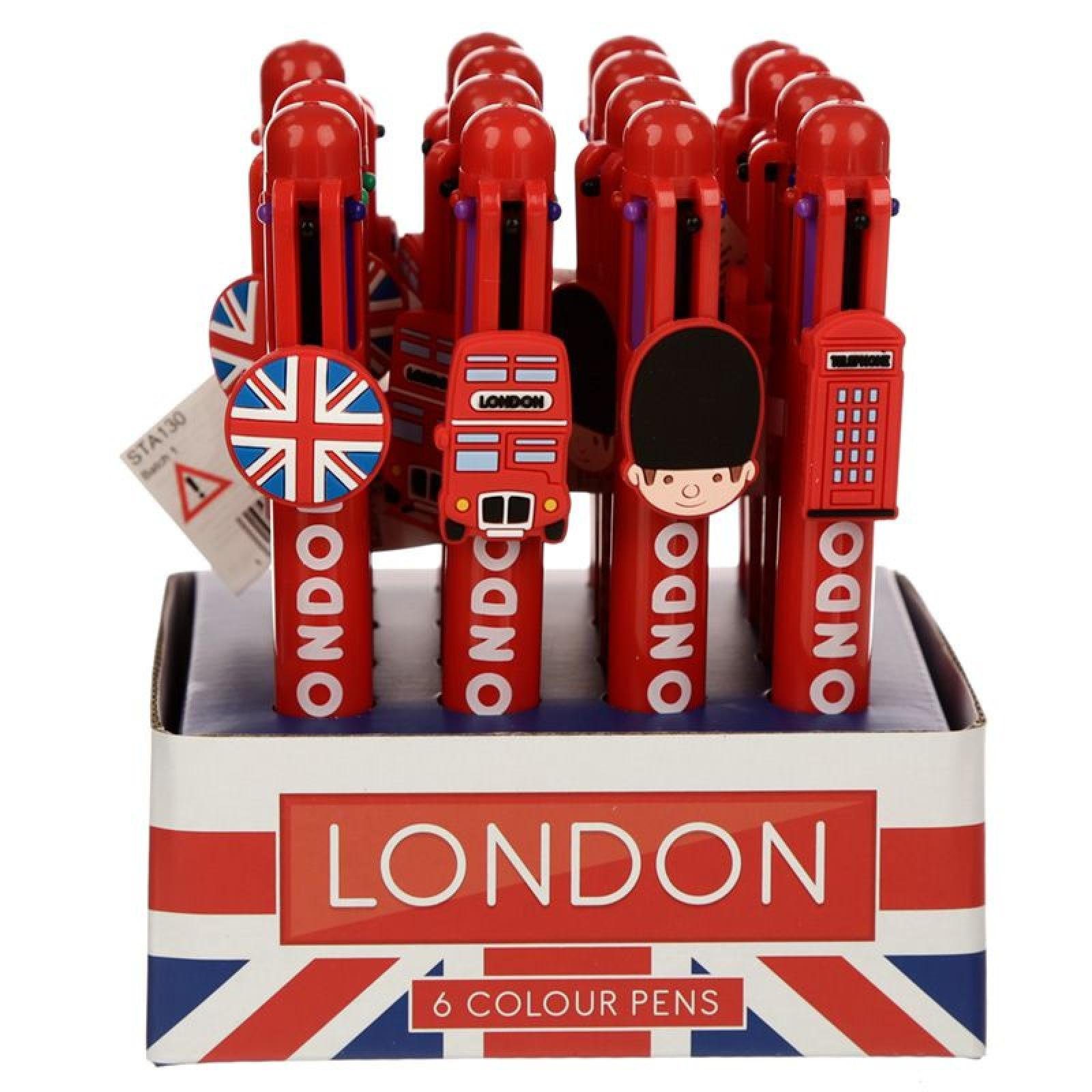 Puckator Kugelschreiber London (6 (pro Mehrfarbiger Kugelschreiber Farben) Stück)
