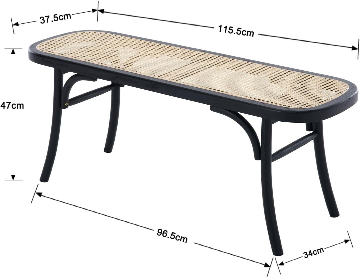 WAHSON OFFICE CHAIRS Sitzbank Esstischbank Rattan Holz Esszimmerbank 96.5cm günstig online kaufen