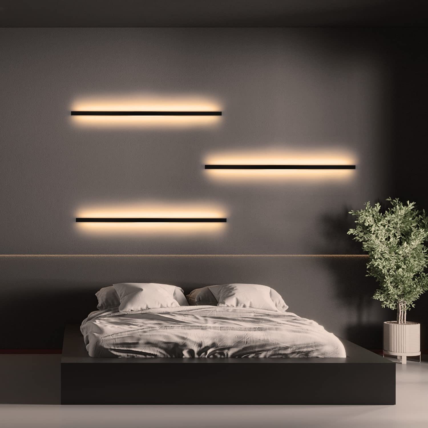 ZMH LED Wandleuchte Innen Schwarz 60/80/100CM günstig online kaufen