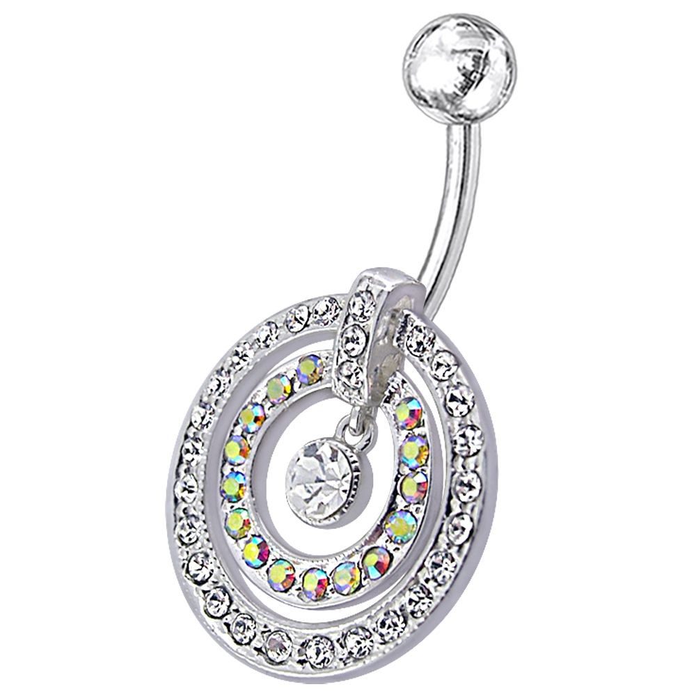 Karisma Schmuck Bauchnabelpiercing Silber 925 2 Kreisen mit Charm Nabel Stecker Zirkonia