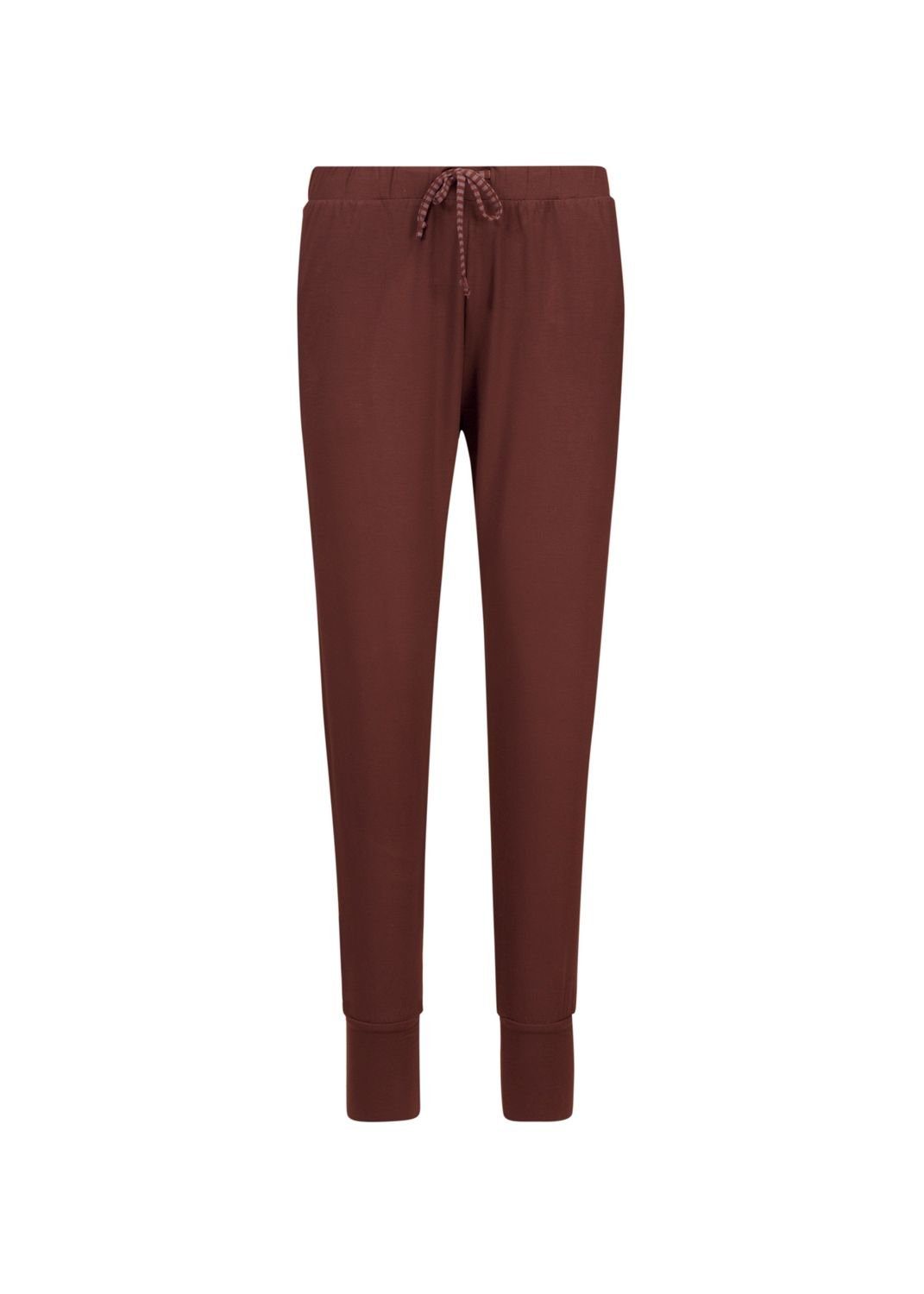 PiP Studio Schlafanzug PiP Studio Long Damen Bobien lange Pyjamahose Schlafhose Sleepwear Brown-Red Trouserr Loungewear