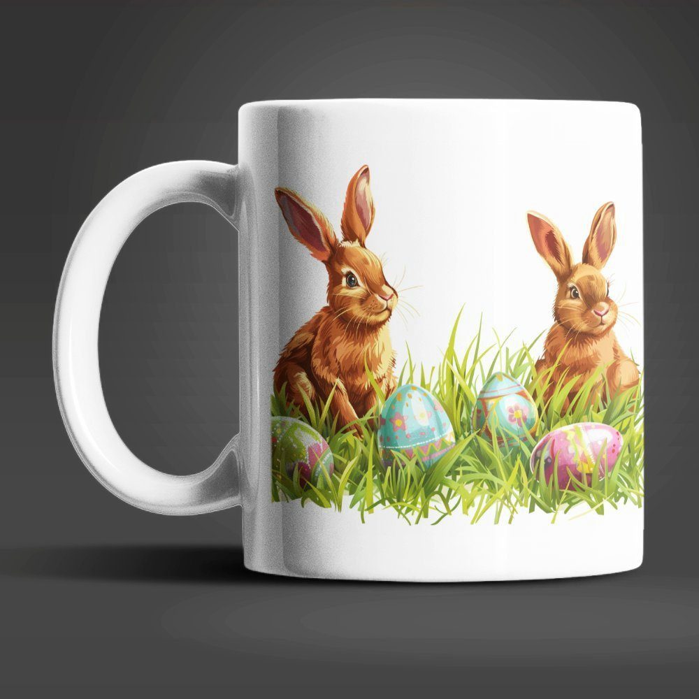 WS-Trend Tasse Osterhase Ostereier Ostern Kaffeetasse Teetasse, 4-tlg., Keramik, 325 ml