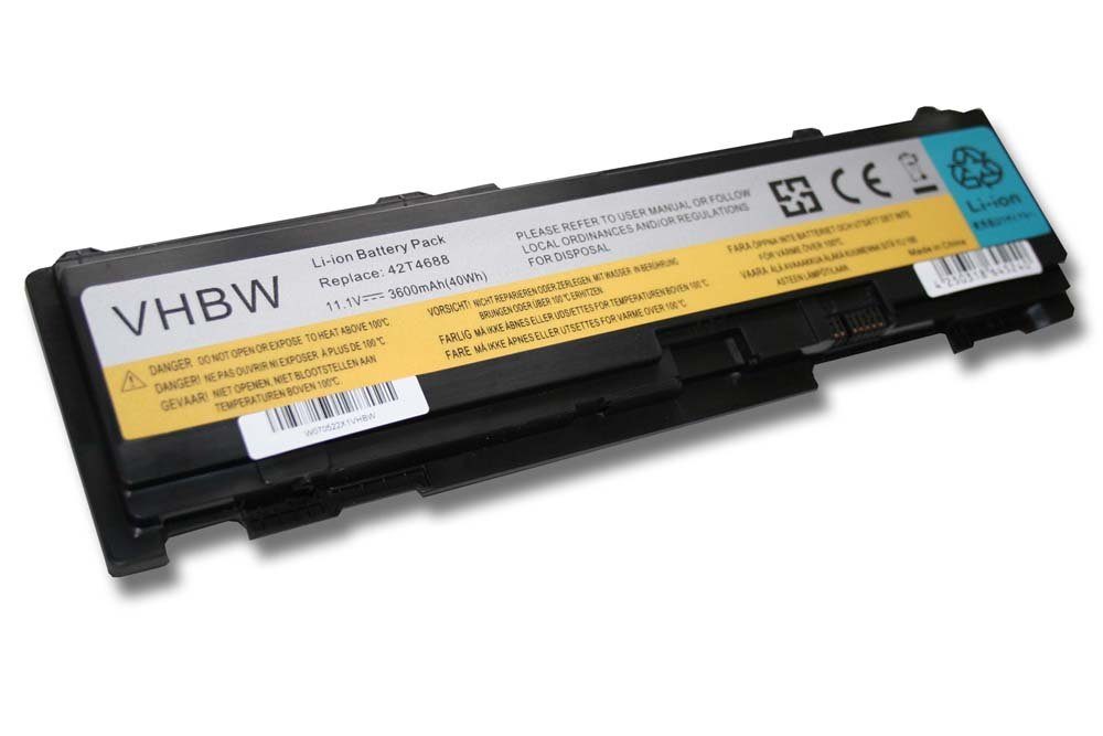 vhbw kompatibel mit Lenovo ThinkPad T410s, T400s 2824, T400s 2825 Laptop-Akku Li-Ion 3600 mAh (11,1 V)