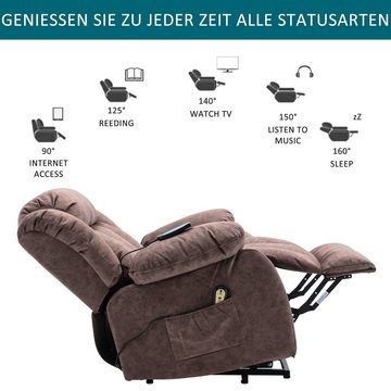 BlingBin Sessel Elektrischer Massagestuhl mit Aufstehhilfe 92*102*100CM (Ruhesessel Relaxsessel Wärmefunktion mit Fernbedienung), mit Aufstehhilfe