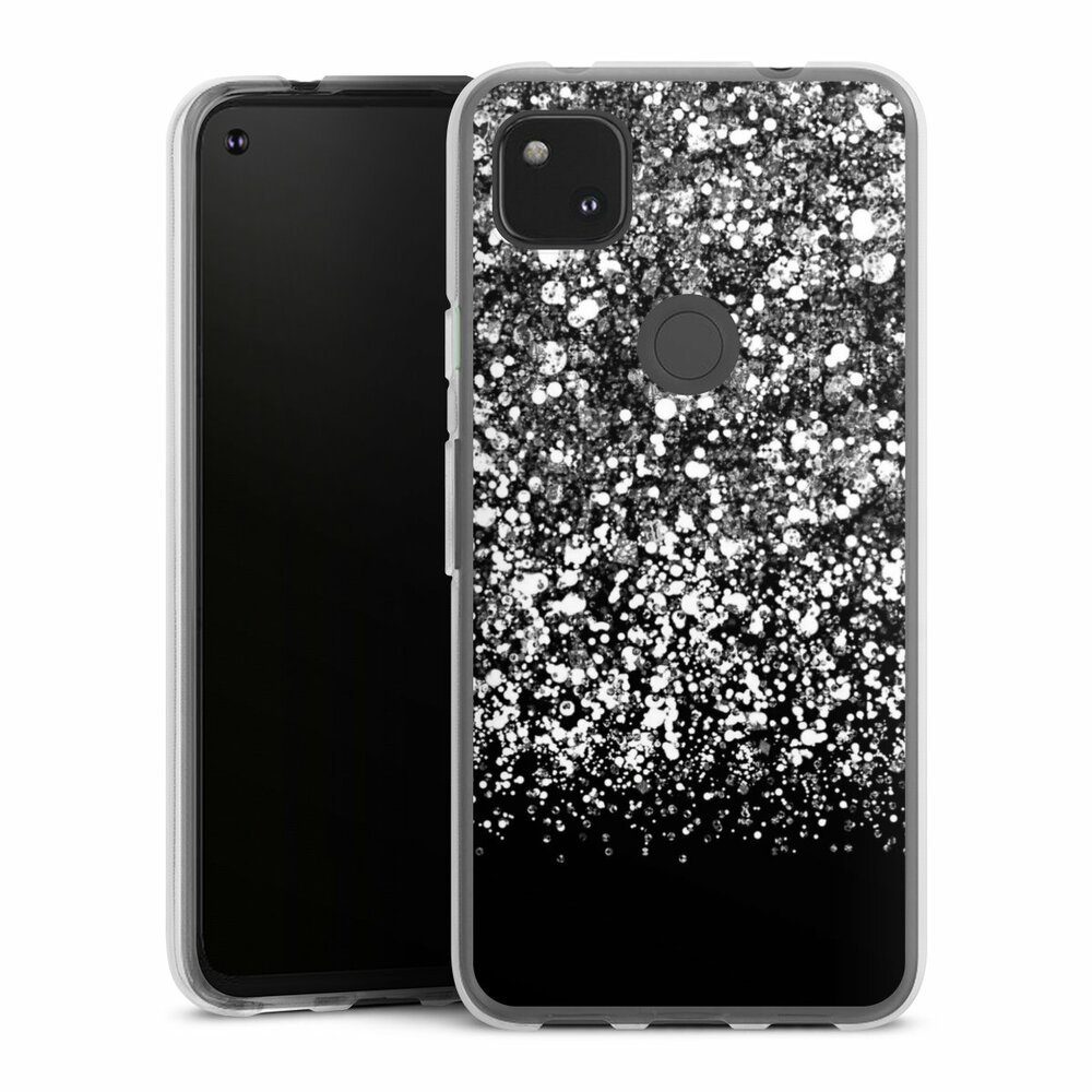 DeinDesign Handyhülle Glitzer Look Schneeflocken Muster Snow Fall Glitter Look, Google Pixel 4a Silikon Hülle Bumper Case Handy Schutzhülle
