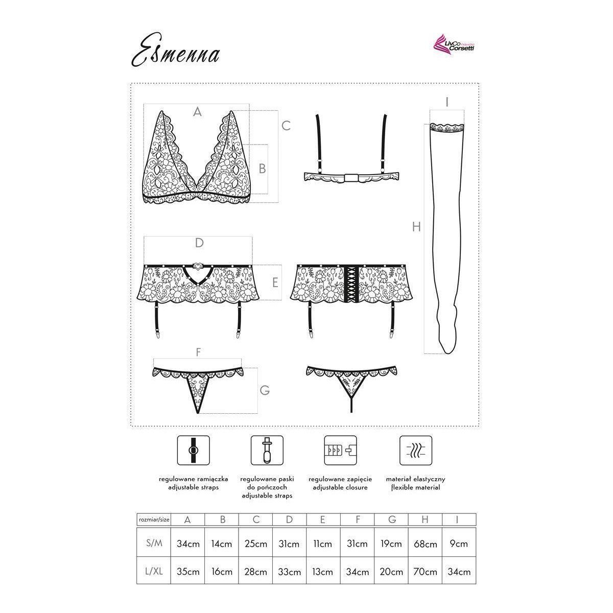 garter 4pcs Corsetti belt and set (L/XL,S/M) Livco Schalen-BH LC Esmenna stockings black with Fashion - Set: