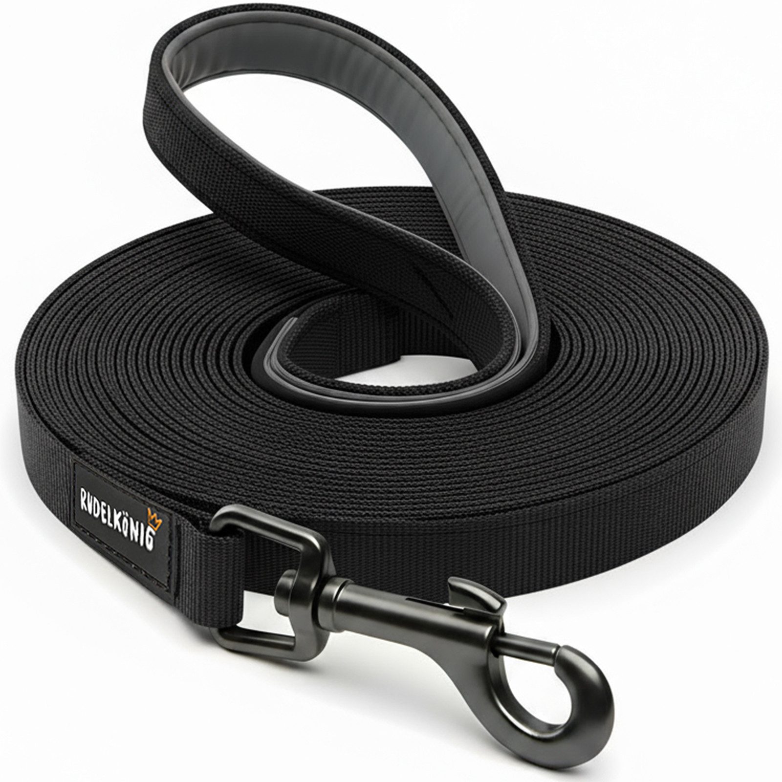 Rudelkönig Schleppleine Stoff Schleppleine für Hunde mit Griffpolsterung, Robuste Hundeleine, Nylon (1-tlg), Wetterfeste Schleppleine mit Handschlaufe, Verschiedene Довжинаn