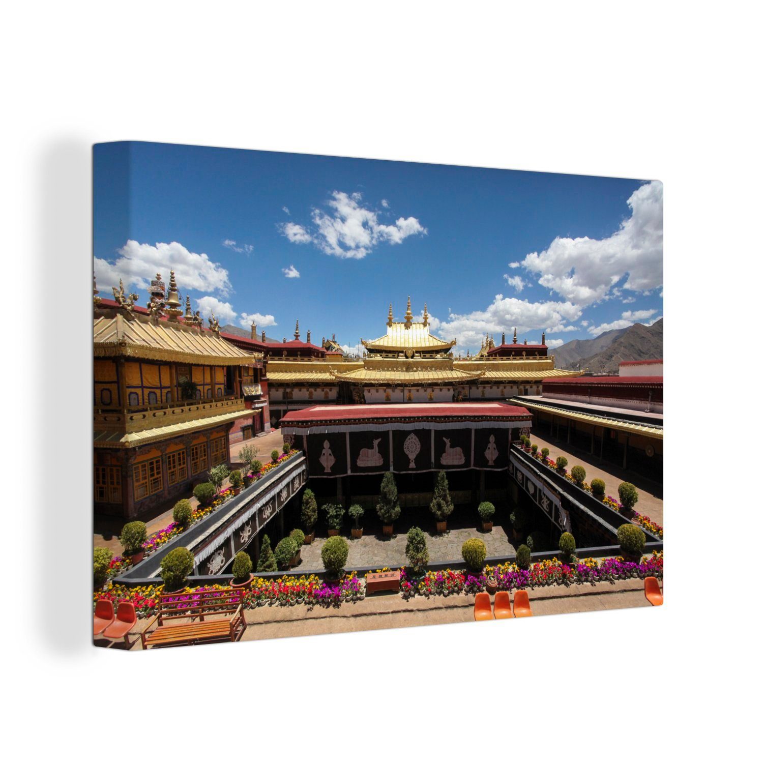 OneMillionCanvasses® Leinwandbild Blick über den Innenhof des Jokhang Tibet China, (1 St), Wandbild Leinwandbilder, Aufhängefertig, Wanddeko, 30x20 cm
