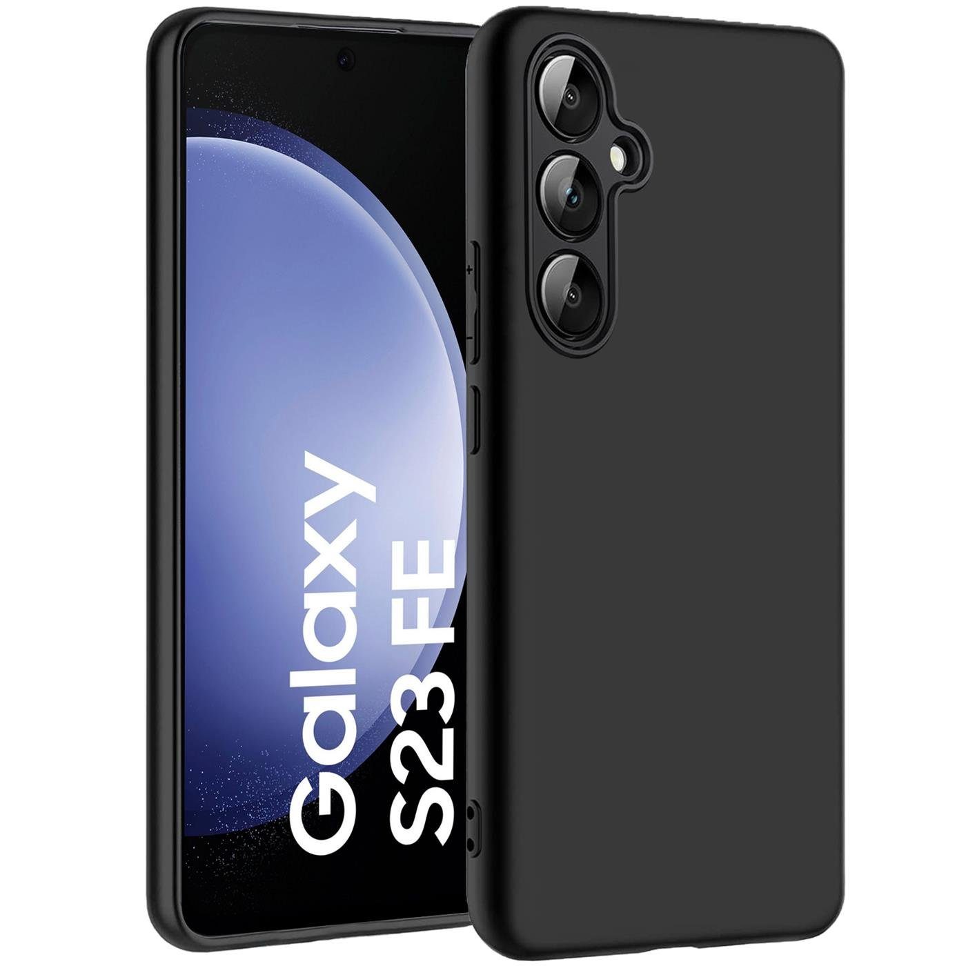CoolGadget Handyhülle Handy Schutzhülle für Samsung Galaxy S23 FE matt schwarz 6,4 Zoll, Silikon TPU Hülle Schutz Tasche Cover schlicht Slim Case