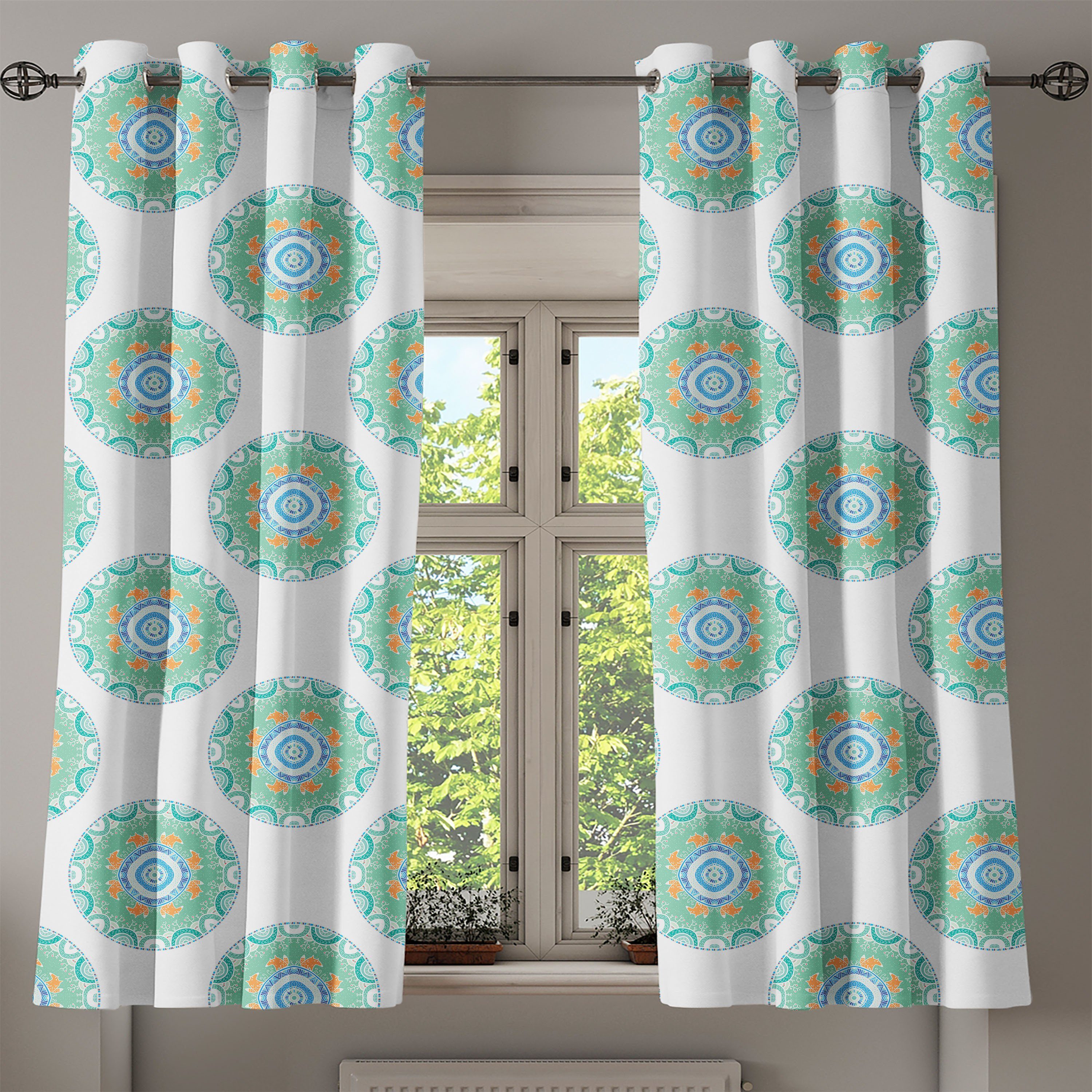 Abakuhaus, Wald Füchse für Wohnzimmer, Gardine 2-Panel-Fenstervorhänge Schlafzimmer Mandala Dekorative im