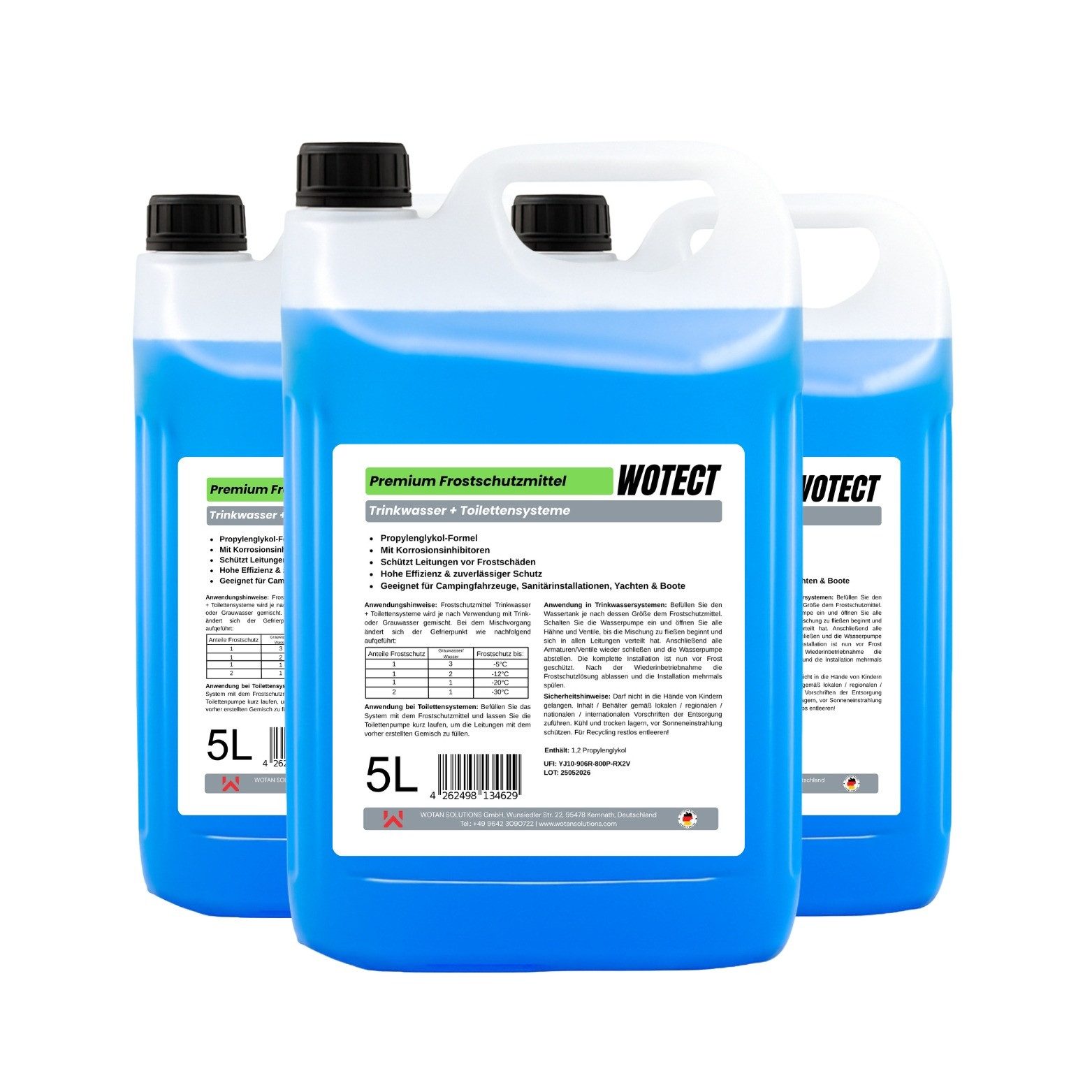 Wotect Trinkwasser-Frostschutz Premium Frostschutz für Trinkwasser- und Sanitärsysteme 15 L, bis -35 °C, 15 l, Frostschutz und Korrosionsschutz für Trinkwasser- und Sanitärsysteme