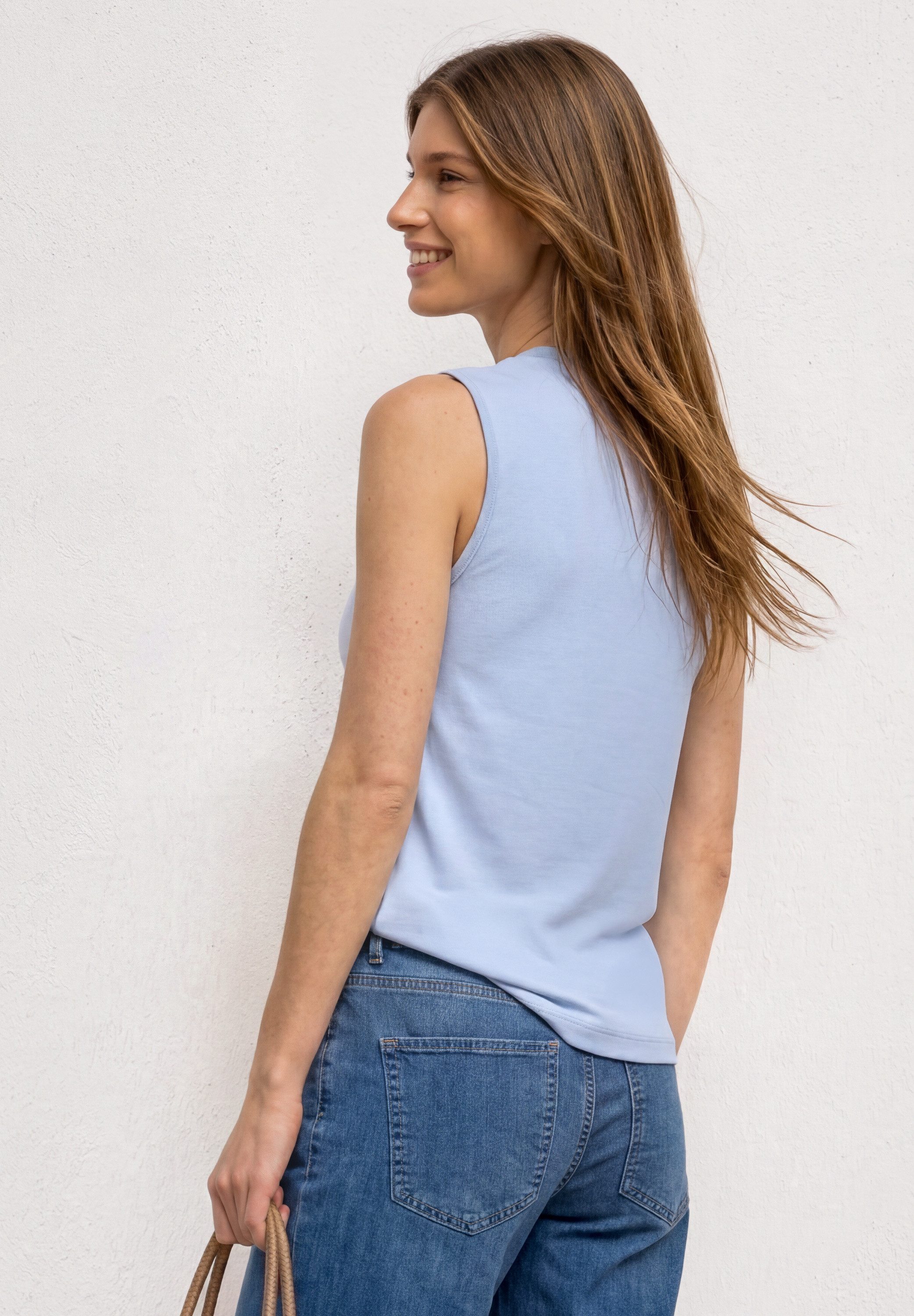 STREET ONE Shirttop Sommertop im Silk-Look mit Turtle Neck