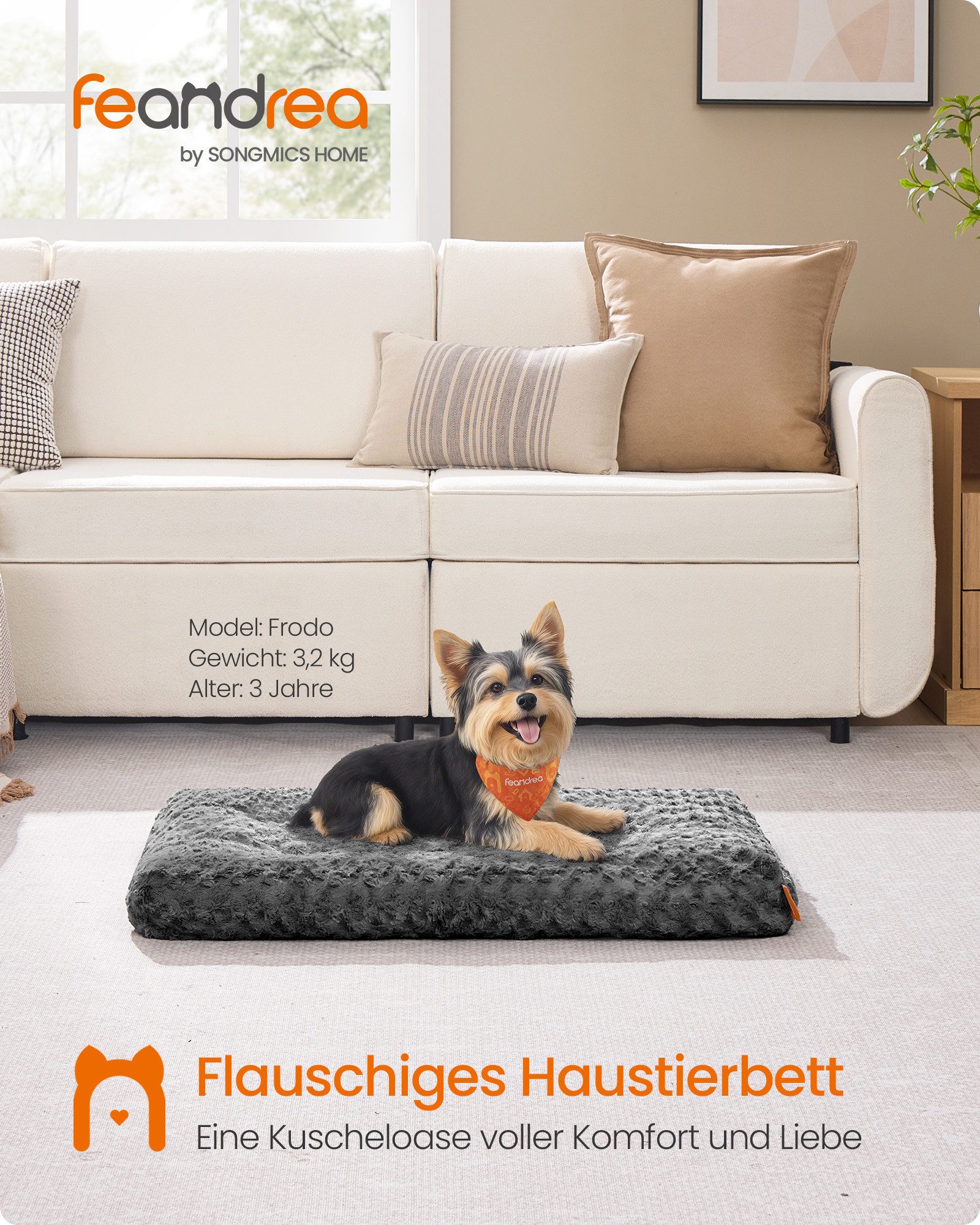 FEANDREA Hundebett, flauschige Hundematte, Plüsch, waschbar, günstig online kaufen