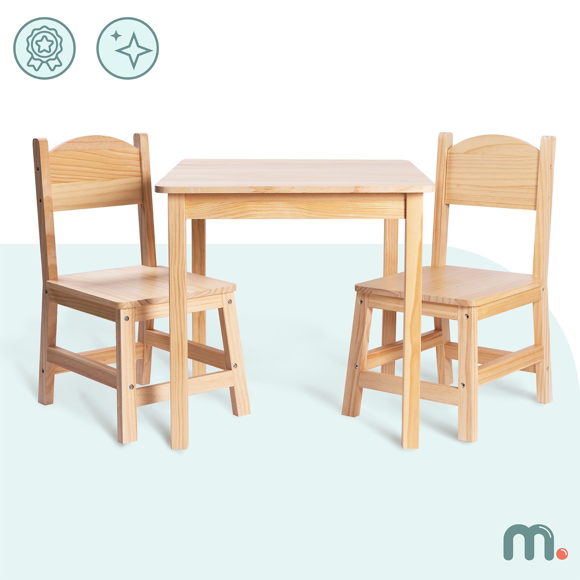 Mamabrum Kinderstuhl Holz-Kinder-Set: Tisch & 2 Stühle aus Kiefer – Mamabrum – Bild 2 von 5
