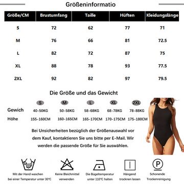 B.X Monokini Damen hohe Taille Gepolsterter Push-up-einfarbig Badeanzug Monokini shaping-effekt Bauchkontrolle Schwarz Übergröße Grosse Schwimmanzug