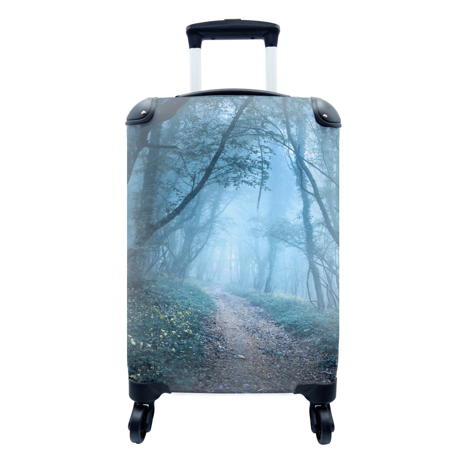 MuchoWow Handgepäckkoffer Bäume - Natur - Nebel, 4 Rollen, Reisetasche mit rollen, Handgepäck für Ferien, Trolley, Reisekoffer