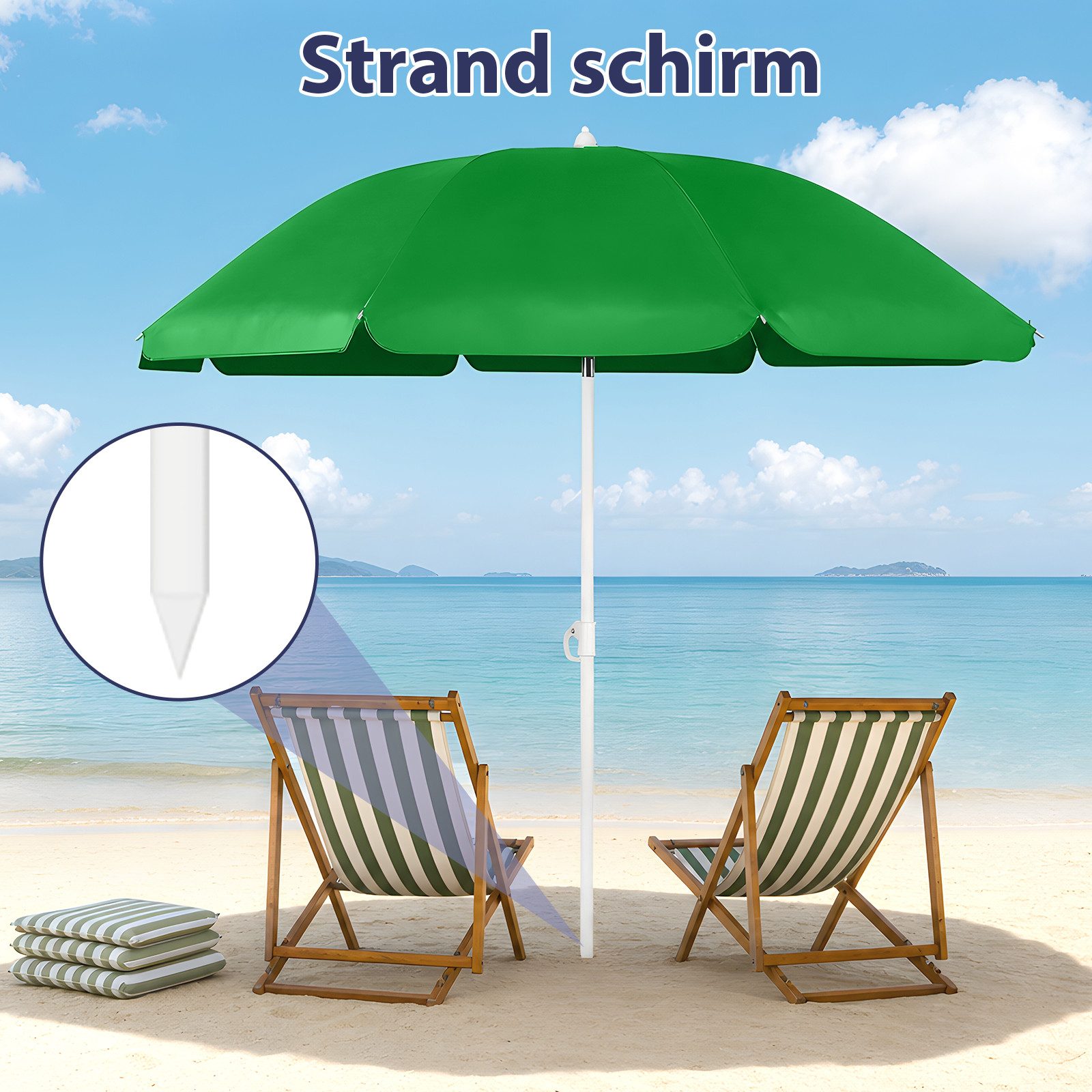 SUNULA Sonnenschirm Ø140/Ø160 cm Balkonschirm Rund Strandschirm mit Schutzhülle, LxB: 140x140 cm, 140 cm mit Knickfunktion, Höhenverstellbar, Leicht zu Transportieren