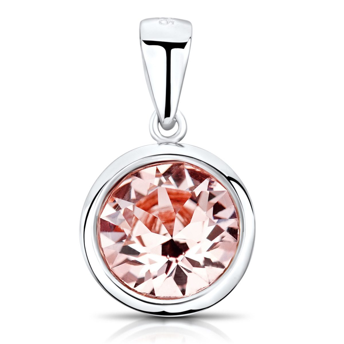 Materia Kristallanhänger Damen Kristallanhänger Ø10mm Apricot 925 Silber KA-462, aus 925 Sterling Silber, rhodiniert