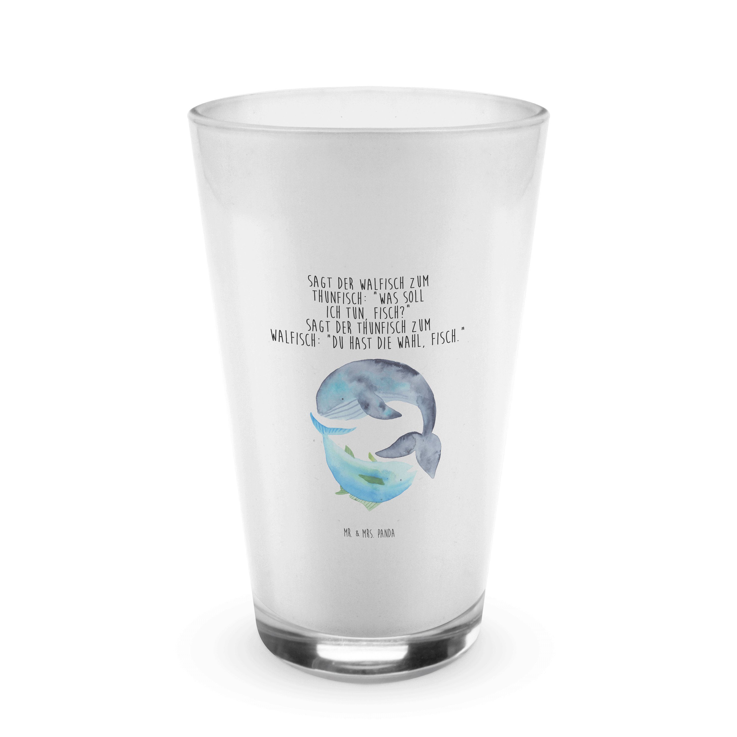 Flach, & Glas Premium & Panda - Glas Geschenk, Sprüche, Transparent lustige - Mrs. Thunfisch Mr. Walfisch