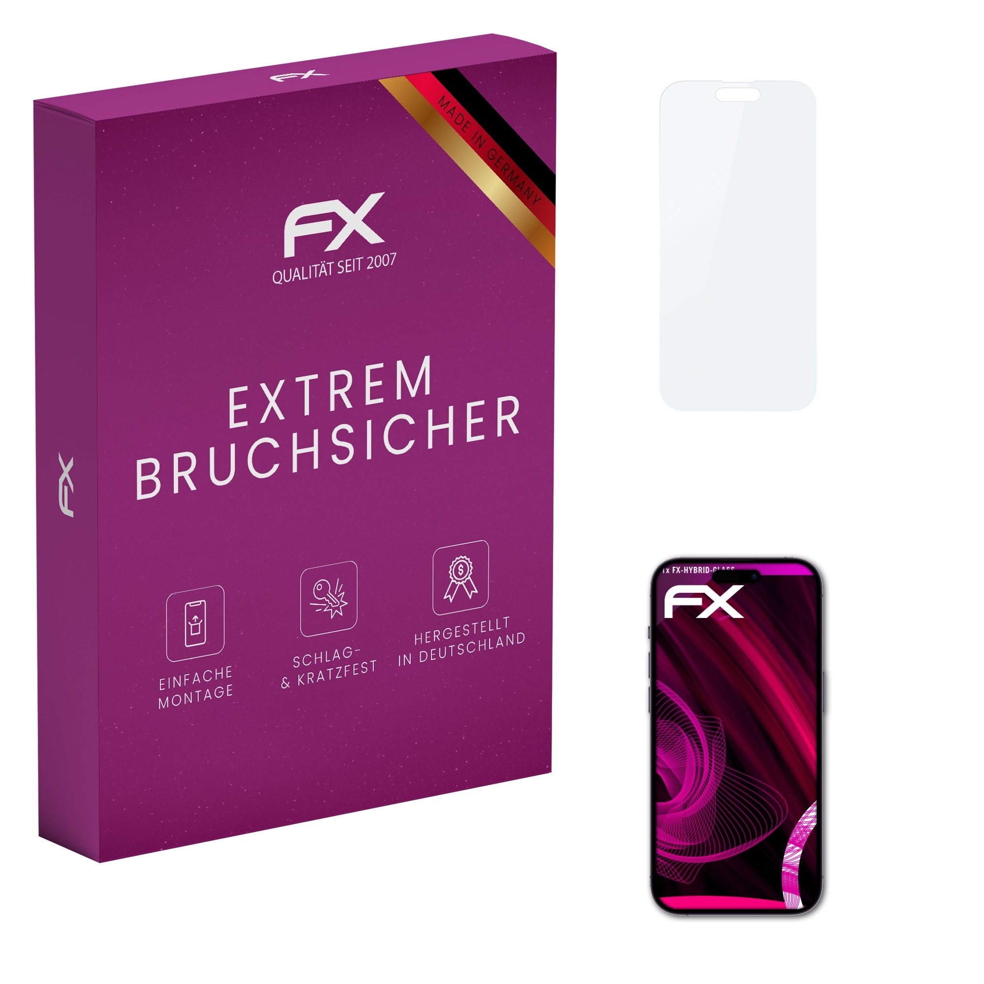 atFoliX Schutzfolie Panzerglasfolie für Apple iPhone 14 Pro Max, Ultradünn und superhart