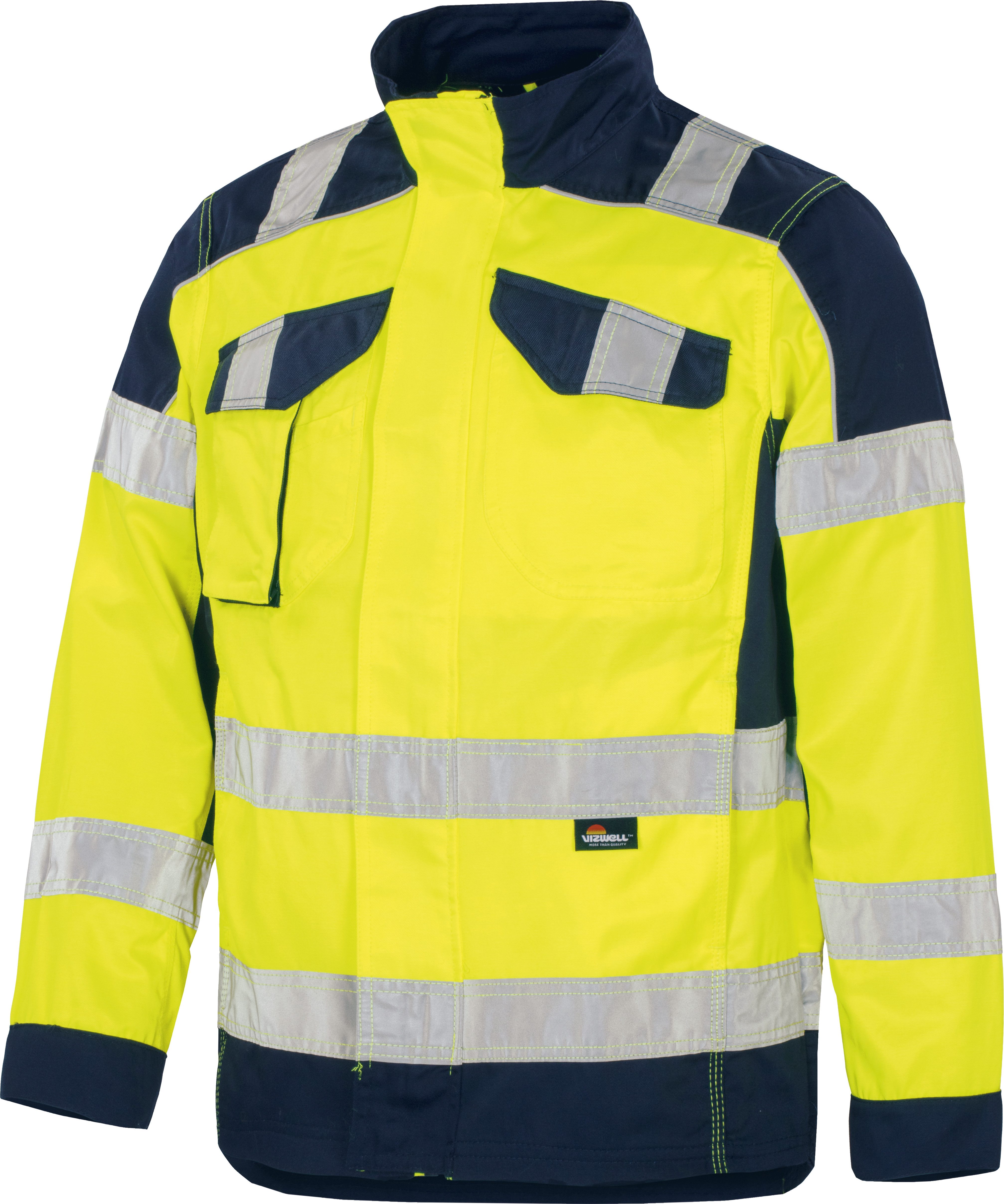 vizwell Arbeitsjacke Herren Warnschutz Bundjacke Arbeitsjacke orange oder gelb reflektierend - strapazierfähig und zertifiziert